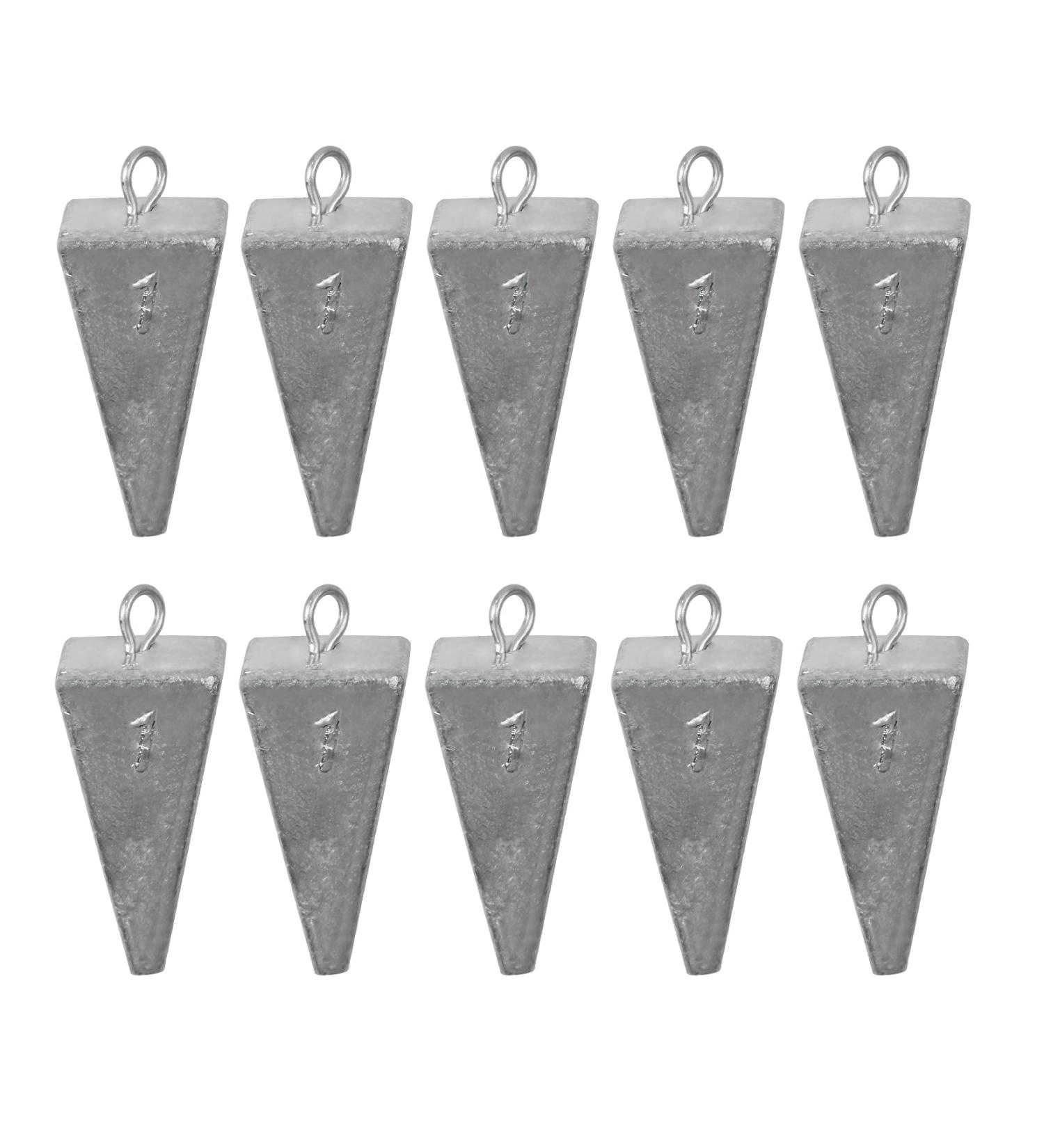 Pyramid Sinkers Fishing Weights Kit - Ocean Saltwater Surf Fishing Tackle Set - 1oz to 8oz Bullet Sinkers - 10pcs - Buy Online on GoSupps.com