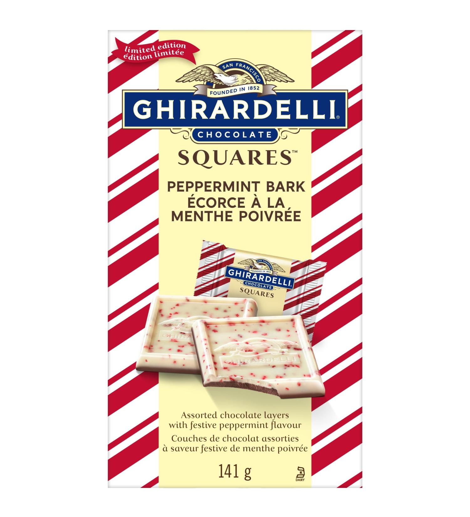 GHIRARDELLI Milk Chocolate Peppermint Bark Squares Bag 141g Perfect Chocolate Gift Stocking stuffers Christmas Candy Christmas Chocolate - Buy Online on GoSupps.com
