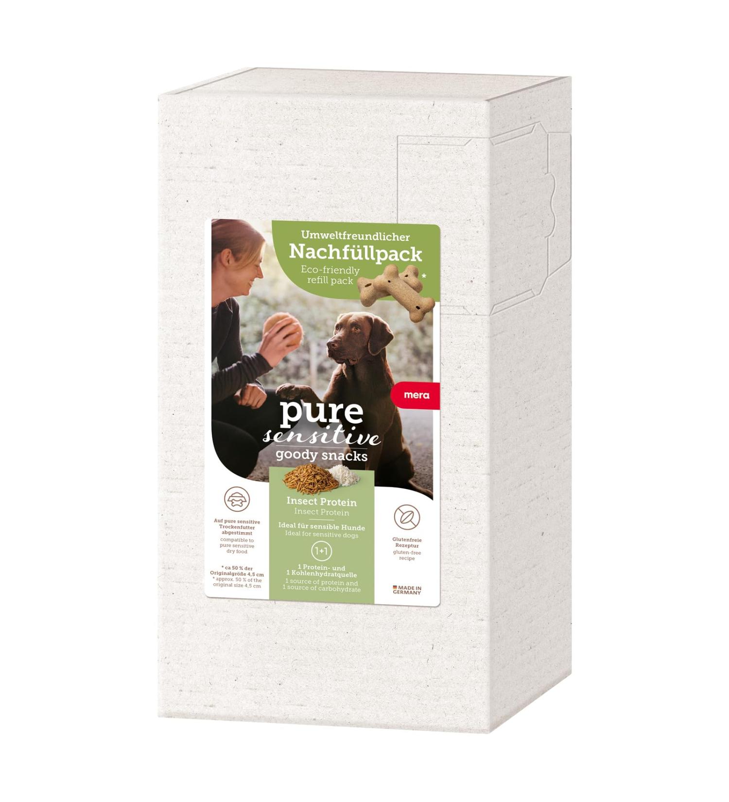 Mera Pure Sensitive Goody Snack Insect Refill Pack 500g - Healthy Gluten-Free Dog Treats for Sensitive Dogs Training & Rewards - Buy Online on GoSupps.com