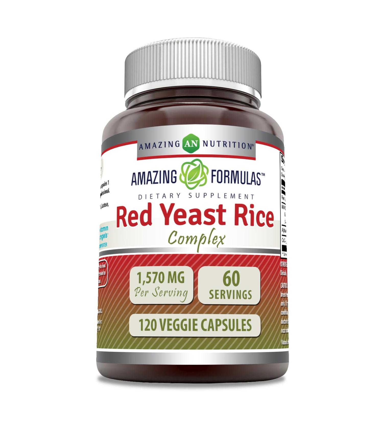 Amazing Formulas Red Yeast Rice Complex | 1570 Mg Per Serving | 120 Veggie Capsules | with Alpha Lipoic Acid CoQ10 Milk Thistle Extract | Made in USA Unflavored - Buy Online on GoSupps.com