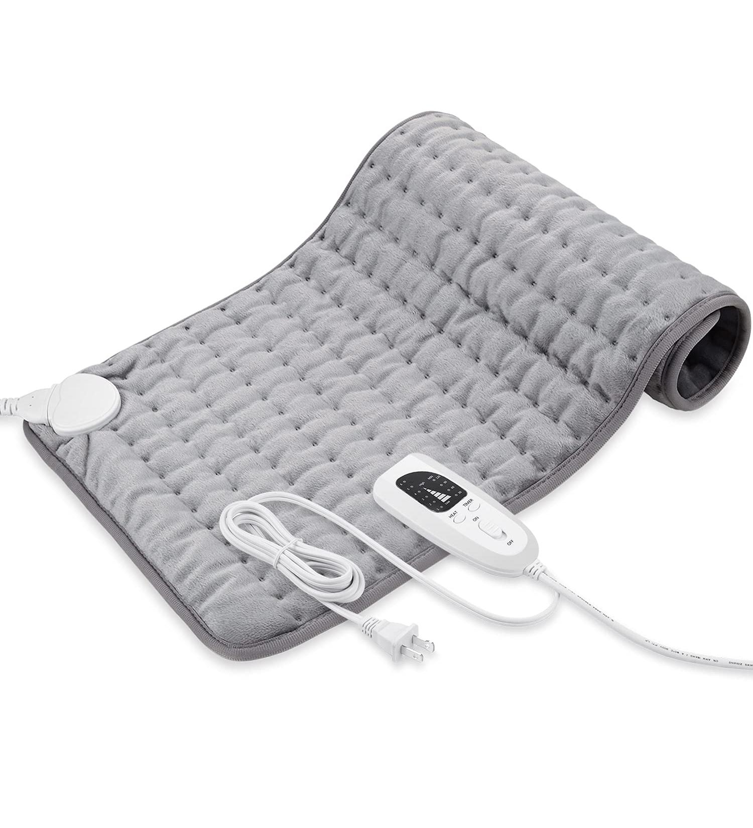 Electric Heating Pad for Back Pain Relief - 12x24 - Dry & Moist Heat Therapy - Auto Shut Off - Light Gray - Buy Online on GoSupps.com