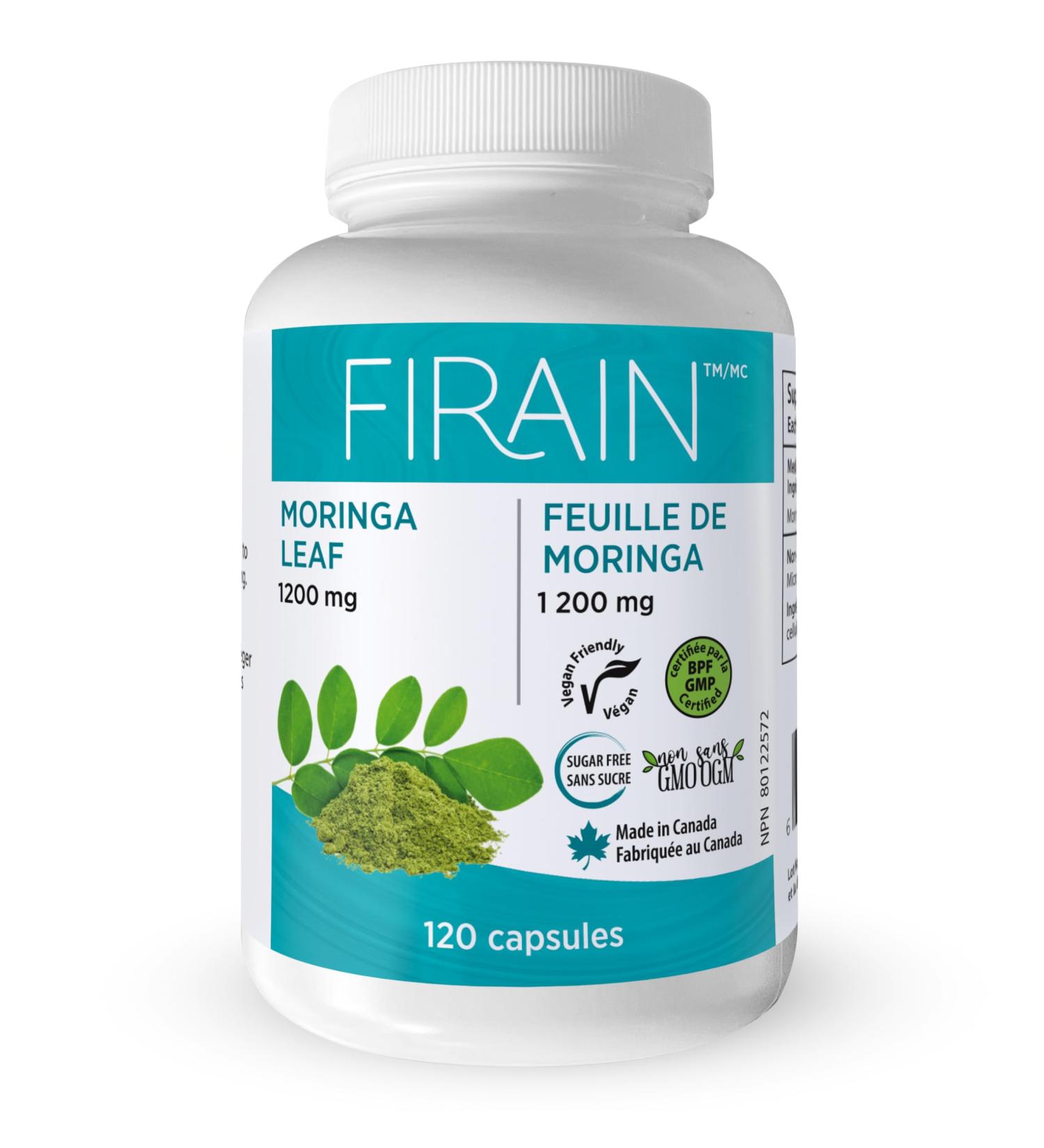 Firain Moringa Oleifera Leaf Canadian Made 600mg capsules - Natural Antixoidant Boost for Optimal Health - Buy Online on GoSupps.com