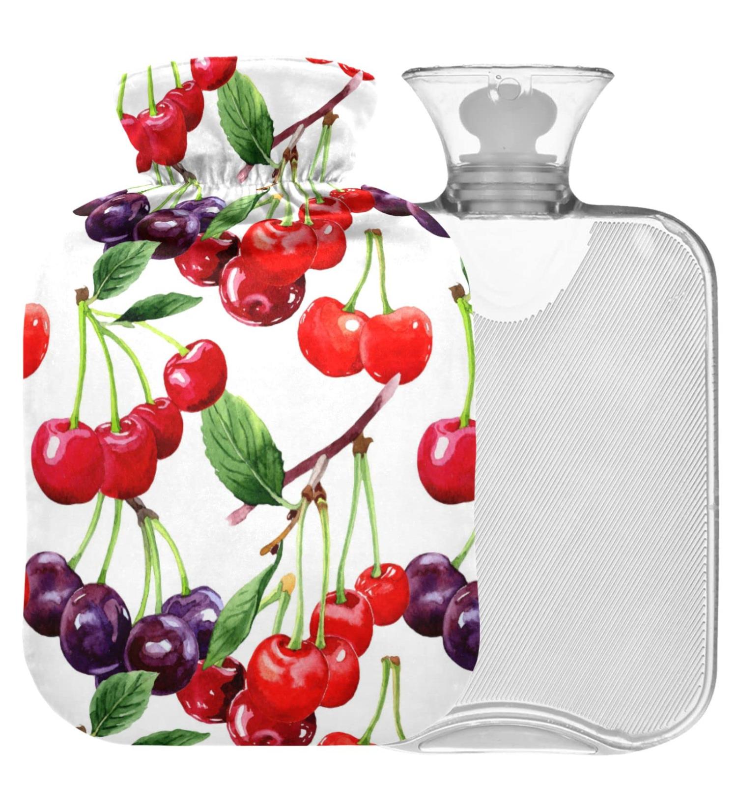 Buy Naanle 2L Red & Blue Cherry Hot Water Bottle with Cover - Pain Relief & Therapy for Bed Hands & Feet - Buy Online on GoSupps.com