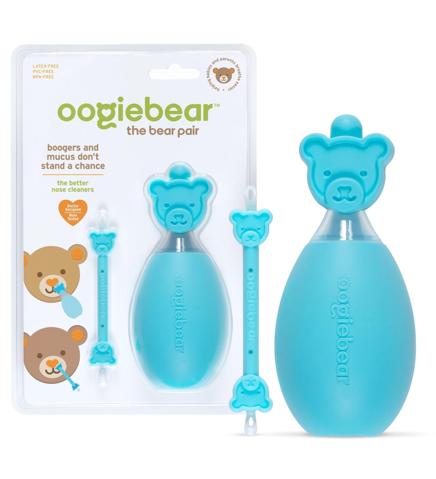 oogiebear Bear Pair - Safe Baby Booger Cleaner & Nose Sucker Duo | Bulb Aspirator & 2-in-1 Wax Cleaner | Latex & BPA Free - Blue - Buy Online on GoSupps.com