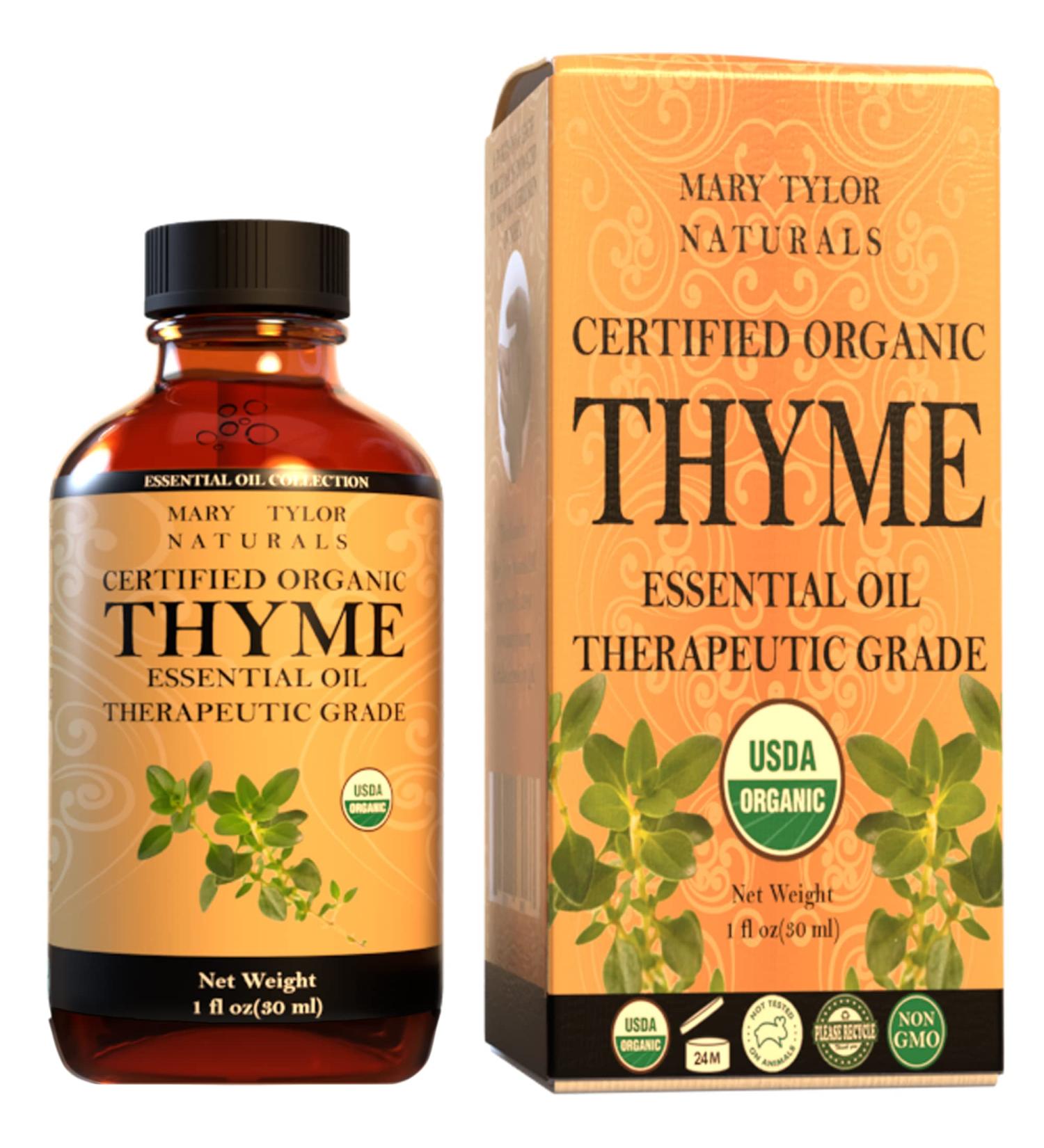 Organic Thyme Essential Oil (1 oz) USDA Certified | Premium Therapeutic Grade, 100% Pure & Natural - Mary Tylor Naturals - Buy Online on GoSupps.com