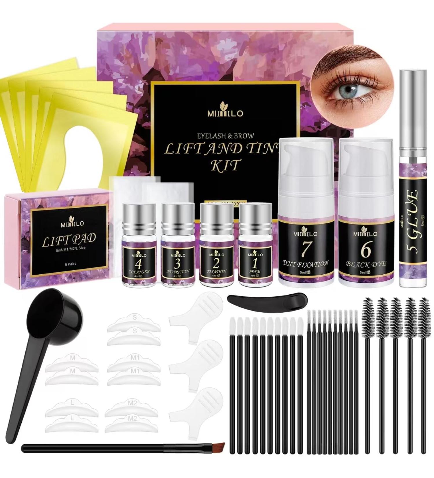 Professional 4 in 1 Lash Lift & Brow Lamination Kit Long-Lasting Eyelash Perm & Eyebrow Color Solution for Salon & Home Use - Buy Online on GoSupps.com