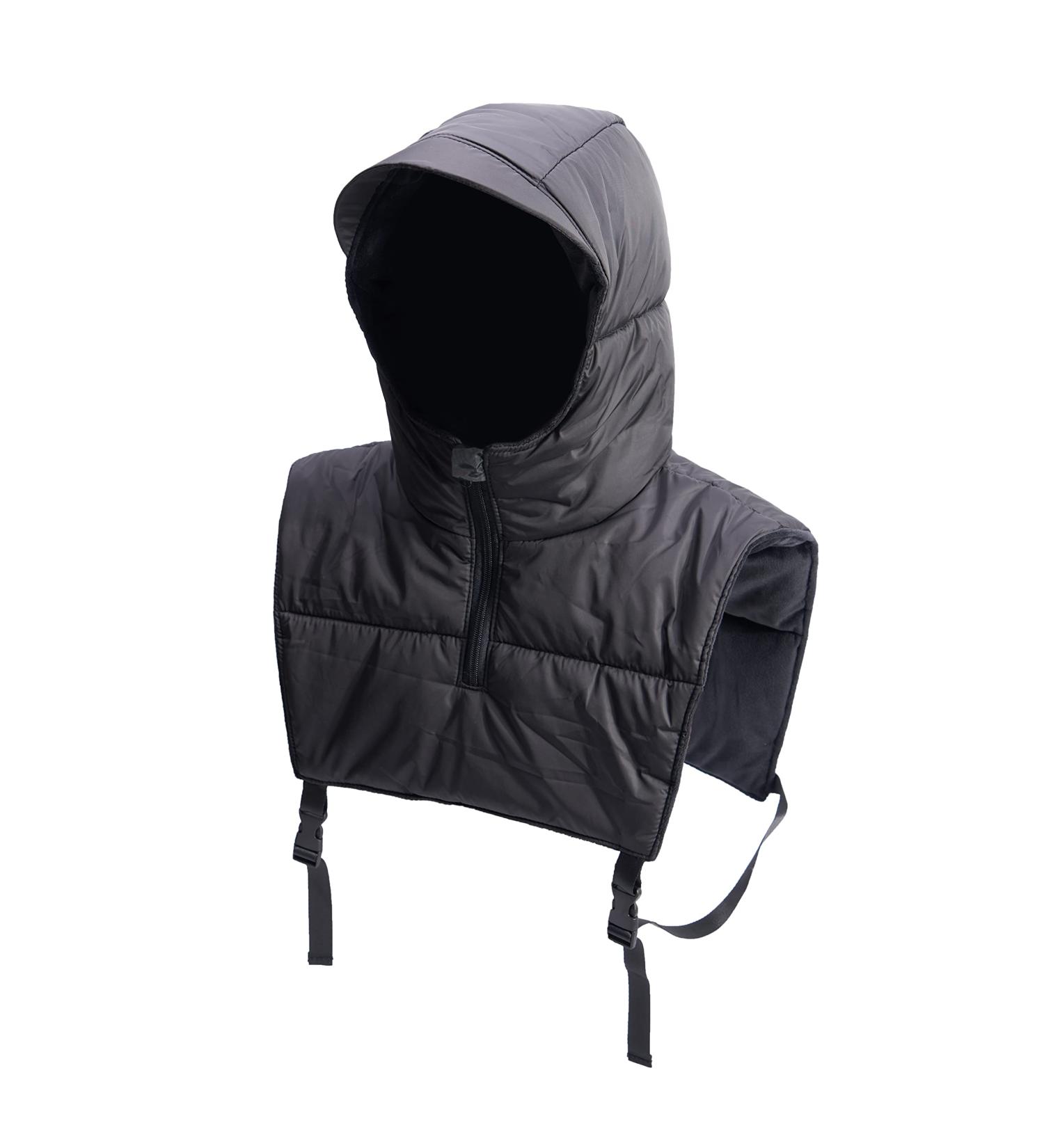 Windproof Sleeveless Down Vest with Hoodie for Outdoor Winter Sports - Black - Buy Online on GoSupps.com