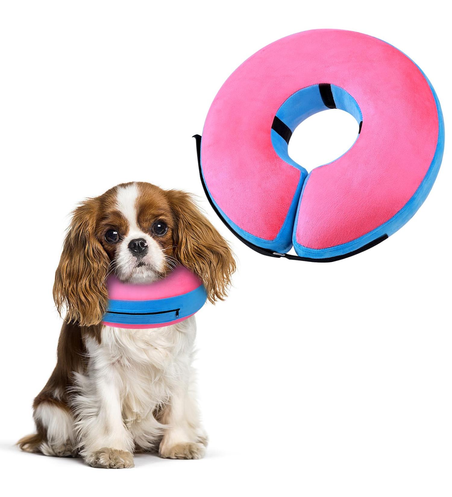 FWLWTWSS Inflatable Protective Collar for Dogs & Cats | Adjustable Velcro Fastener | Leak Protection for Recovery After Operations (Pink Size M: 20.3cm-30.5cm) - Buy Online on GoSupps.com