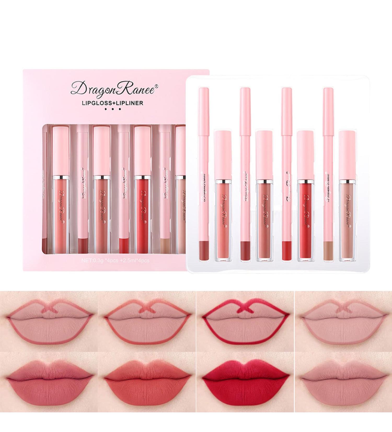Shop 6 Matte Liquid Lipsticks & Matching Lip Liner Kit - Waterproof Long-Lasting Makeup Gift for Women & Girls - Buy Online on GoSupps.com
