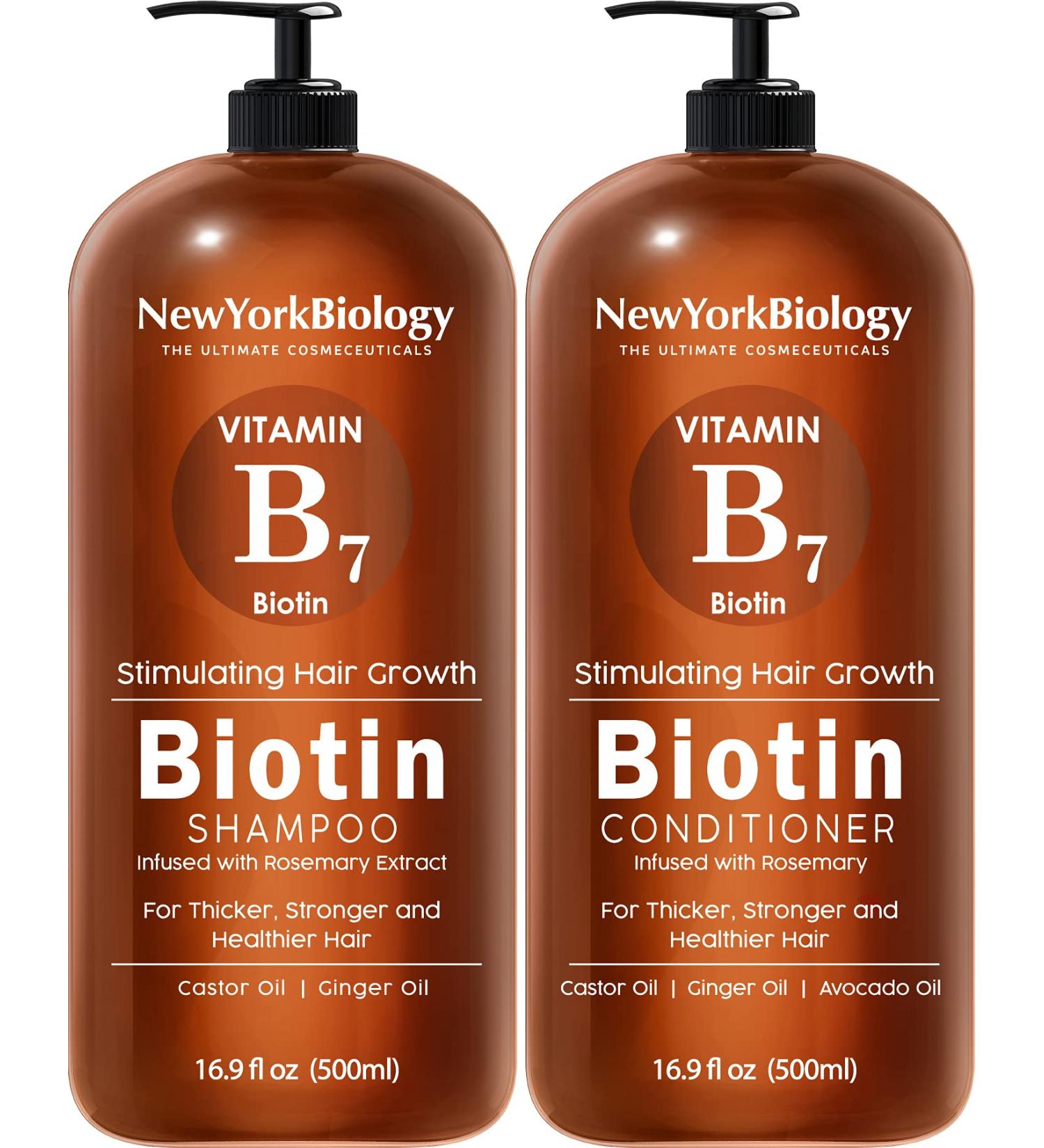 New York Biology Biotin Shampoo & Conditioner Set for Hair Growth & Thinning Hair - Hair Loss Treatment for Men & Women - Anti Dandruff Formula - 16.9 fl Oz (Pack of 2) - Buy Online on GoSupps.com