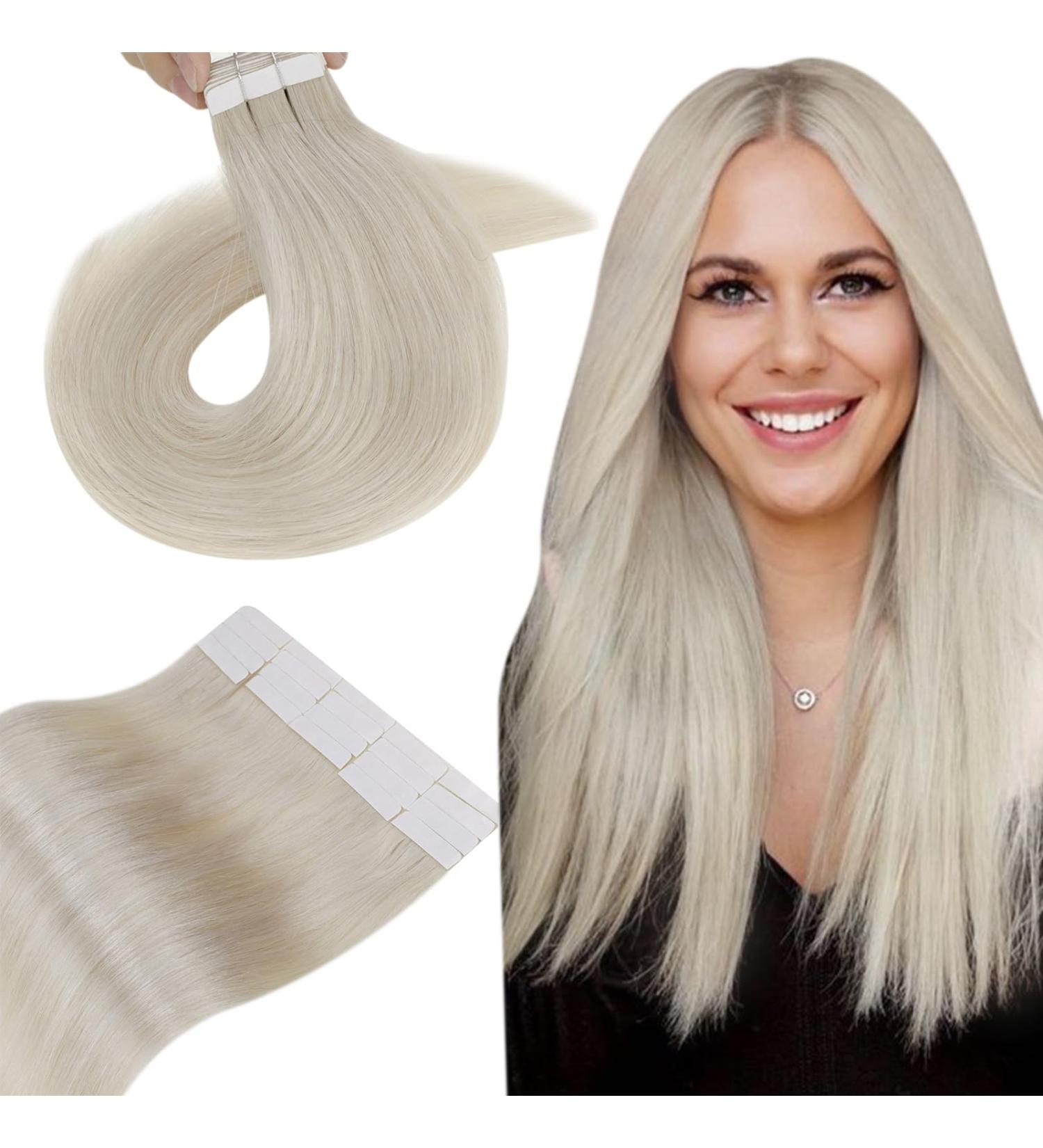 Buy Hetto Real Hair Tape-In Extensions | #60 White Blonde 40g 30cm - Invisible & Hair Recovery - Buy Online on GoSupps.com
