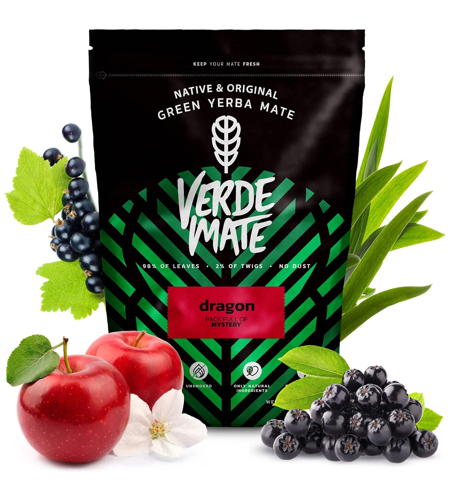 Verde Mate Green Dragon 0.5 kg | Tender yerba mate with dragon fruit flavour | Green and mild | Full of natural caffeine | Yerba Mate tea from Brazil 500 g | Air-dried - Buy Online on GoSupps.com