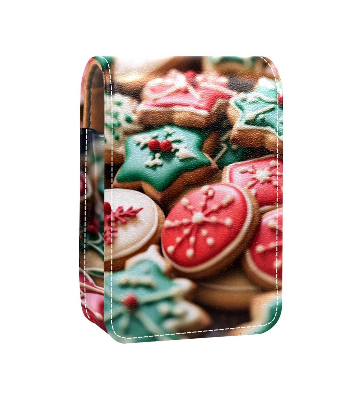 Travel Lipstick Organizer Case - Portable Makeup Bag with Mirror | Assorted Cookie Pattern - Buy Online on GoSupps.com