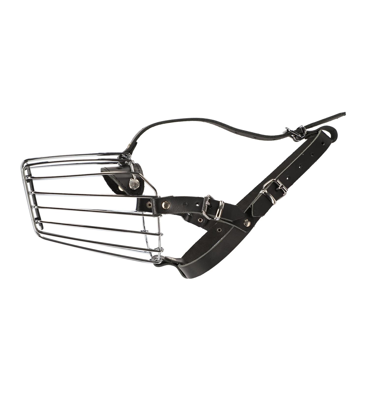 Dingo Metal Muzzle No.4A - Adjustable Leather Straps for Dogs | Comfortable & Durable Training Muzzle for Collies - Buy Online on GoSupps.com