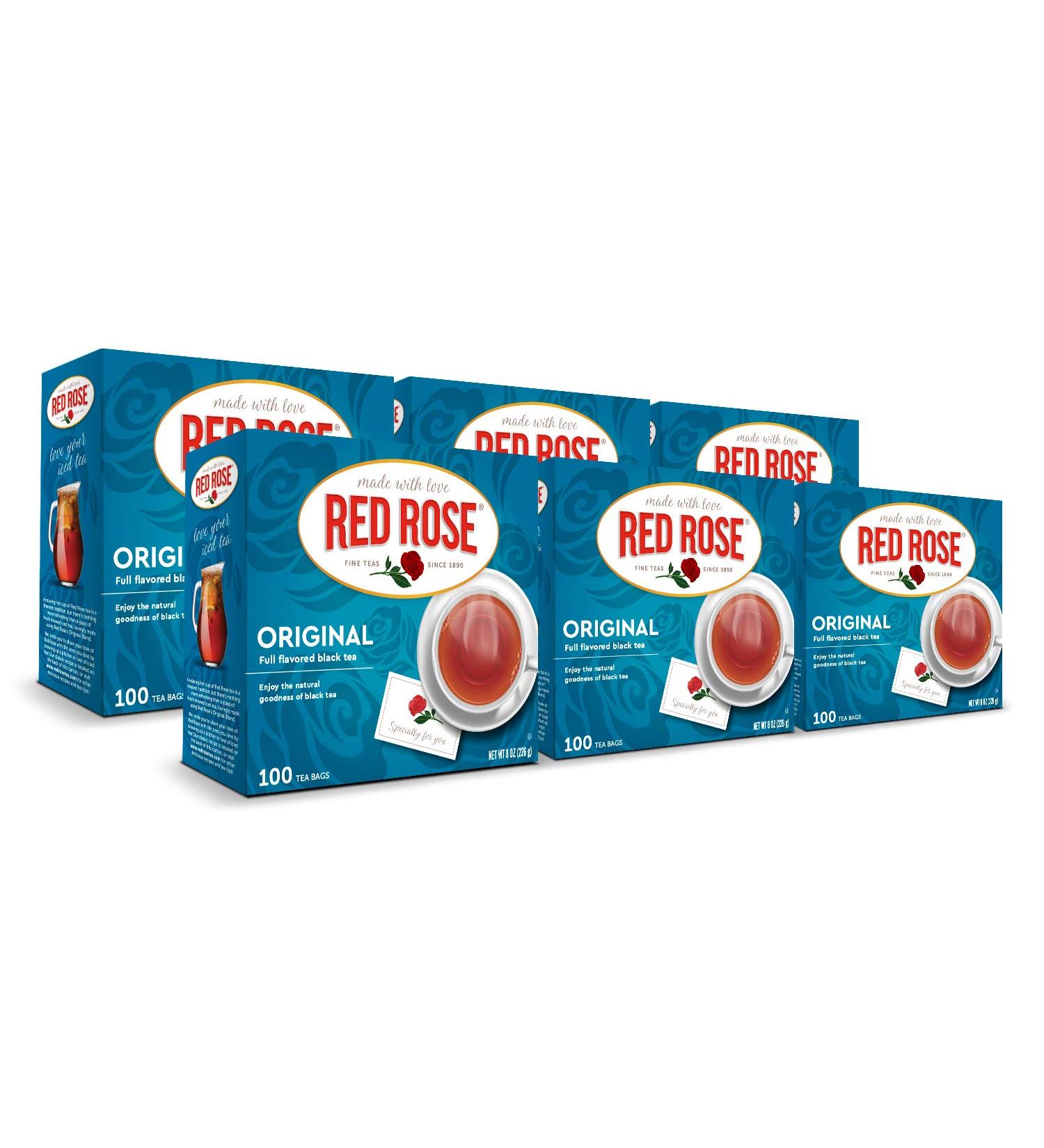 Red Rose Teas Black Tea - 600 Tea Bags (6 Boxes) | Original Black Flavor - Buy Online on GoSupps.com
