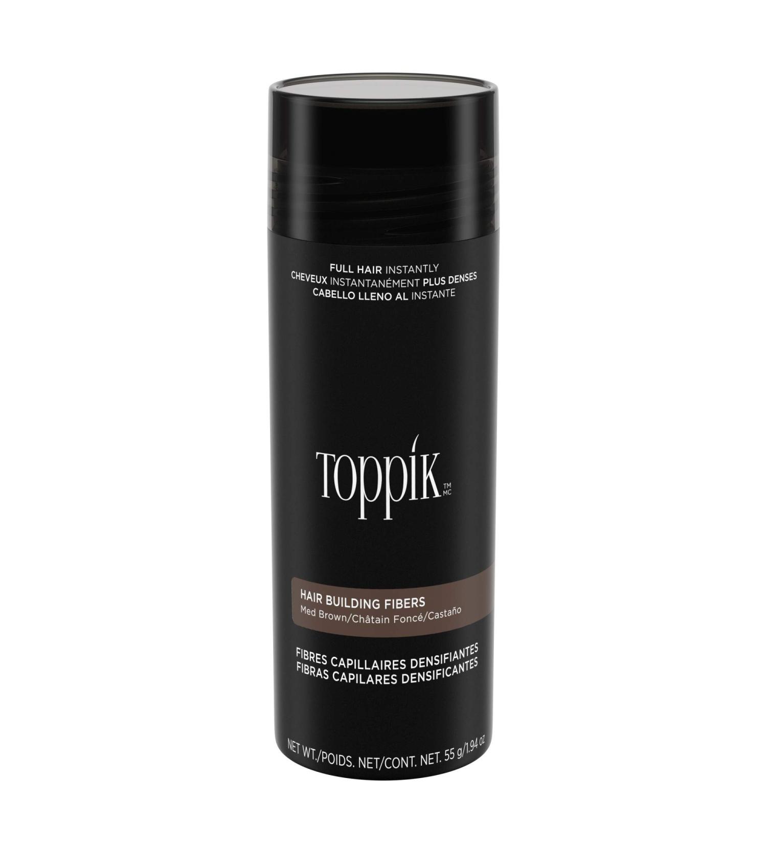 Toppik Hair Building Fibers 55g - Instantly Thicker Fuller Hair - 9 Shades - Medium Brown - For Men & Women - Buy Online on GoSupps.com