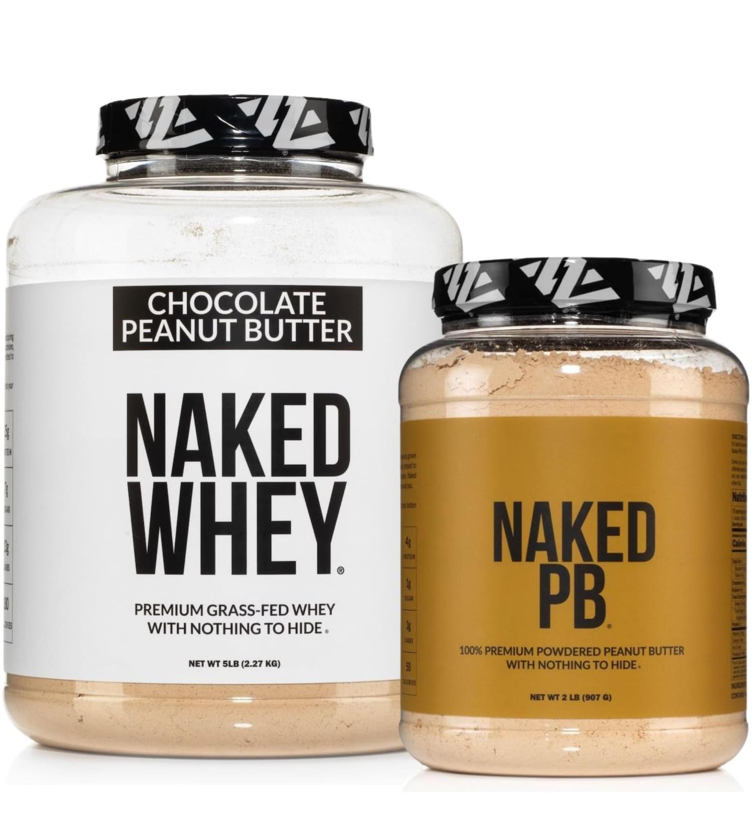 NAKED Whey Chocolate Peanut Butter Protein Powder (52 Servings) + PB Powdered Peanut Butter 2LB (76 Servings) Grass-Fed Non-GMO Gluten Free Soy Free Bulk - Buy Online on GoSupps.com