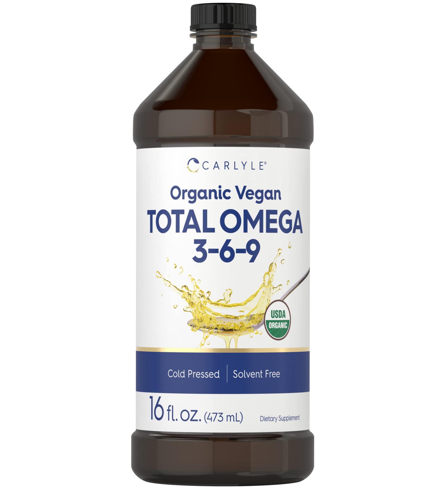 Carlyle Omega 3 6 9 | 16 fl oz | Cold Pressed | Certified Organic Vegan Supplement | Vegetarian Non-GMO Gluten Free and Solvent Free - Buy Online on GoSupps.com