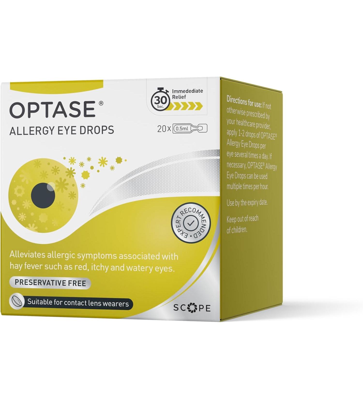 Optase Allergy Eye Drops A Unique Formulation for Hayfever and Allergic Symptoms Such as Red Itchy & Watery Eyes 20 Single - 0.016 Oz - Buy Online on GoSupps.com