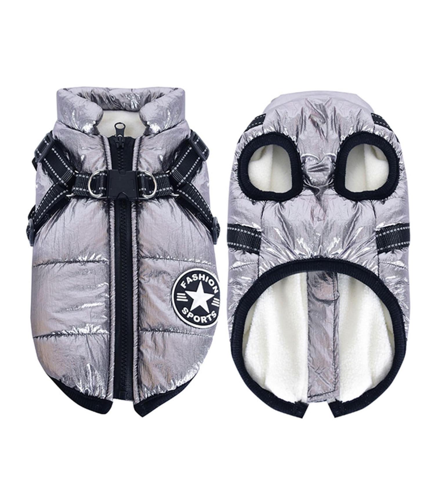 Oncpcare 2-in-1 Winter Jacket for Large Dogs | Warm Padded Vest for Cold Weather | 3XL Silver Dog Clothing - Buy Online on GoSupps.com