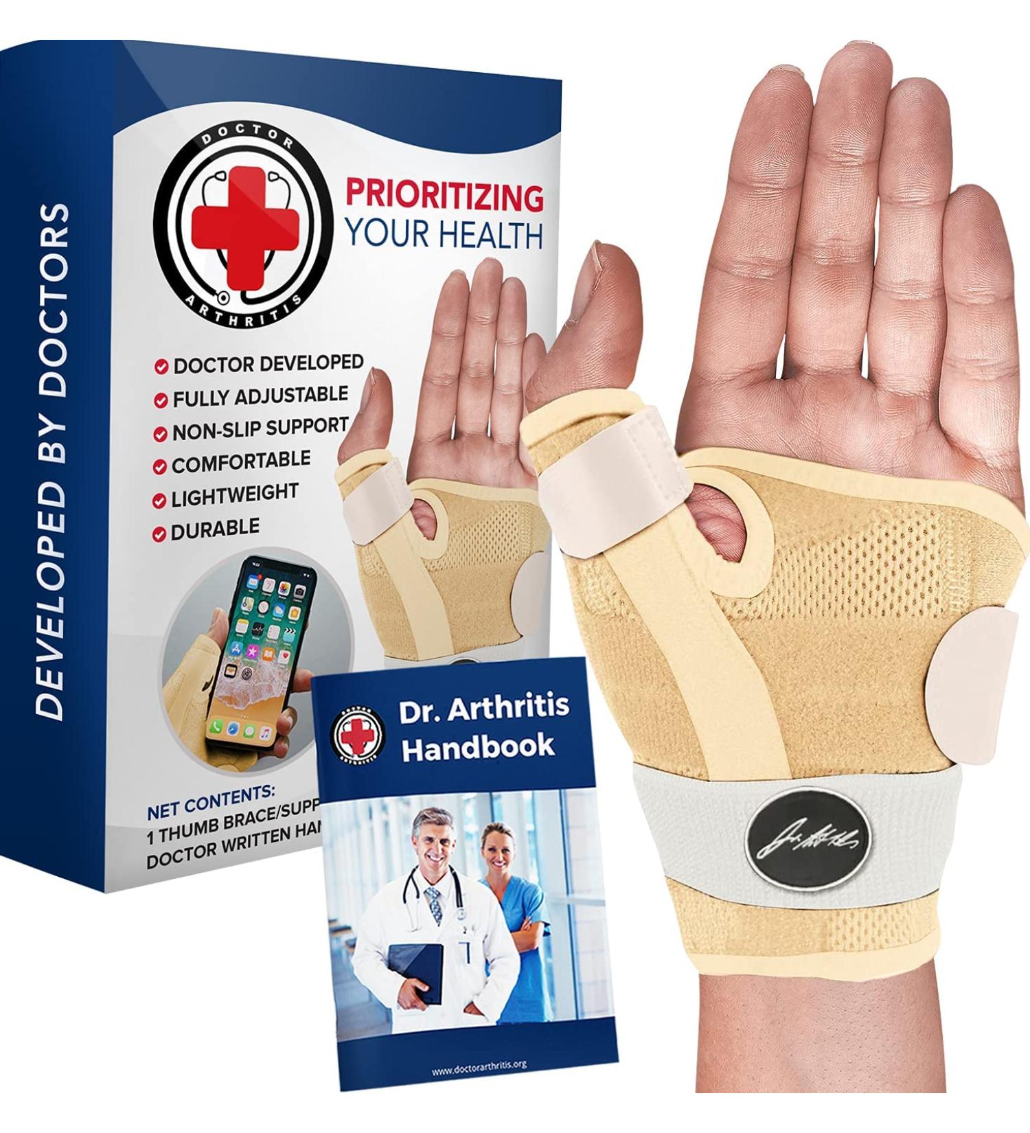 Doctor Developed Thumb Support Brace with Handbook - Thumb Splint for Arthritis Thumb Spica Splint - Right or Left Hand (Nude) - Buy Online on GoSupps.com