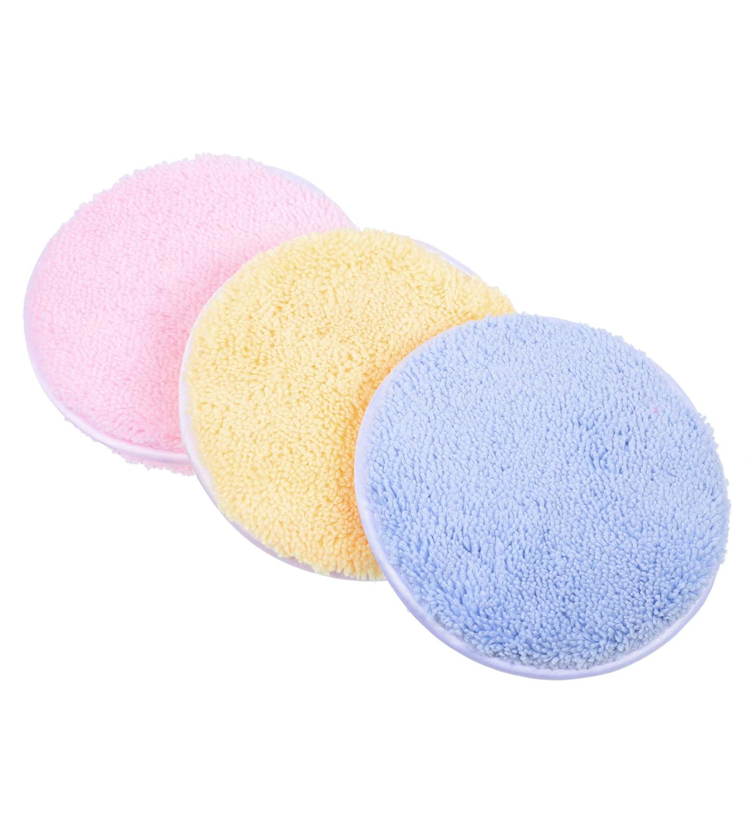 FRCOLOR 3Pcs Makeup Remover Pads - Soft Cleansing Cotton Round Beauty Sponge for Effortless Makeup Removal - Buy Online on GoSupps.com
