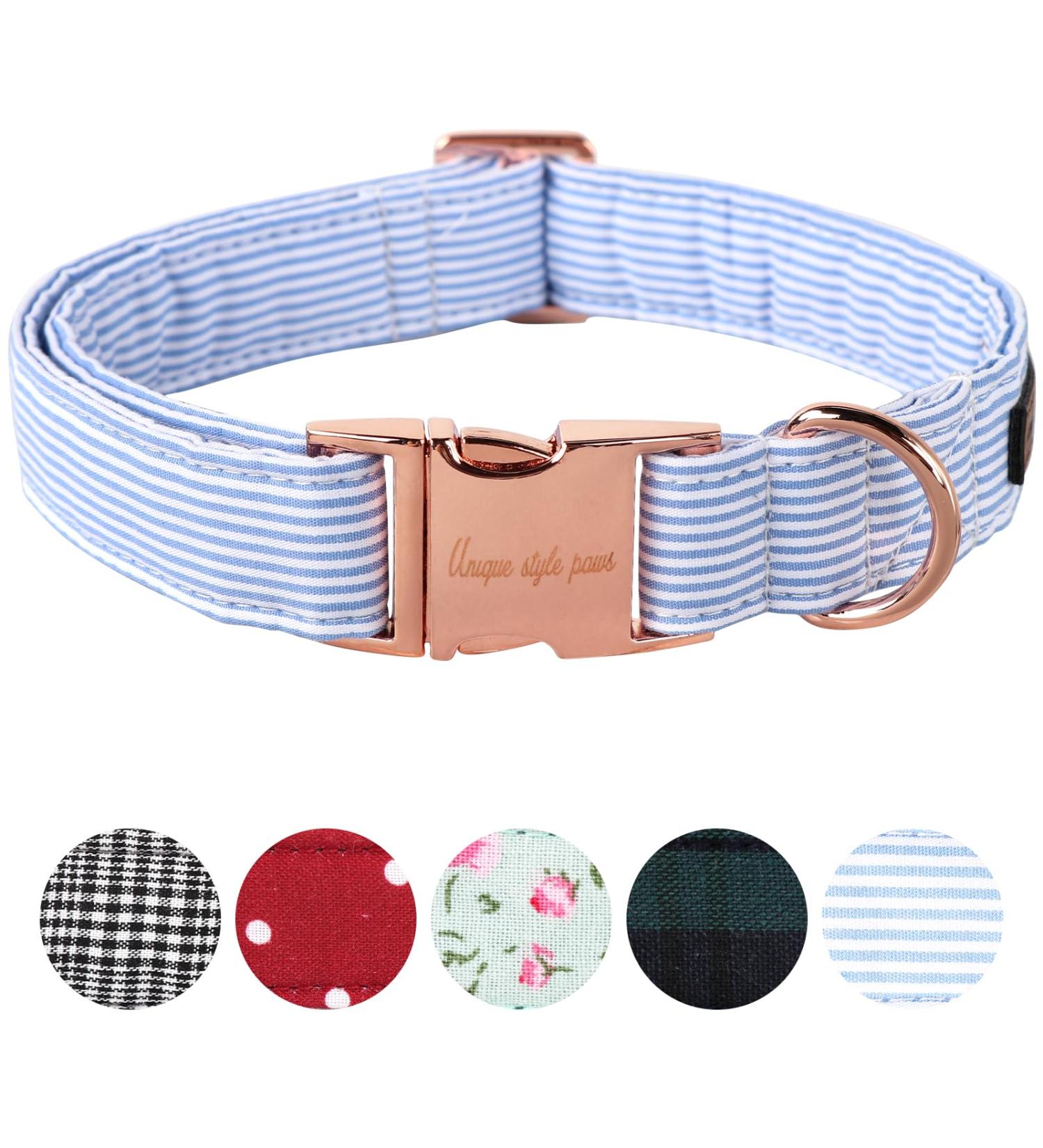 Buy Unique Adjustable Blue Stripes Dog Collar & Leash for Small Medium and Large Pets - International Shipping Available - Buy Online on GoSupps.com
