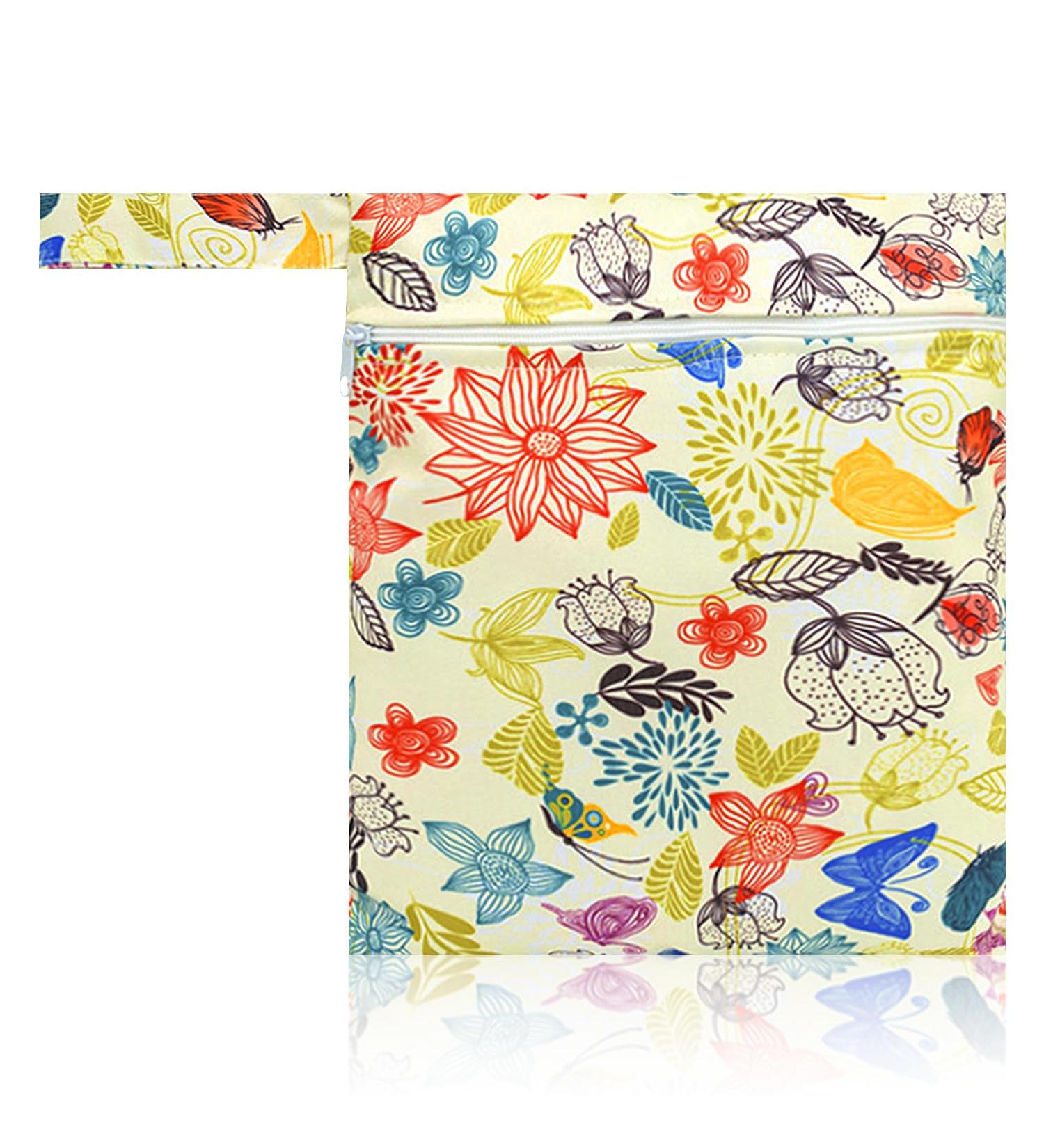 Rumyve Diaper Storage Bag - Waterproof, Washable, Portable Wet/Dry Bag for Travel - Flower Design - Buy Online on GoSupps.com
