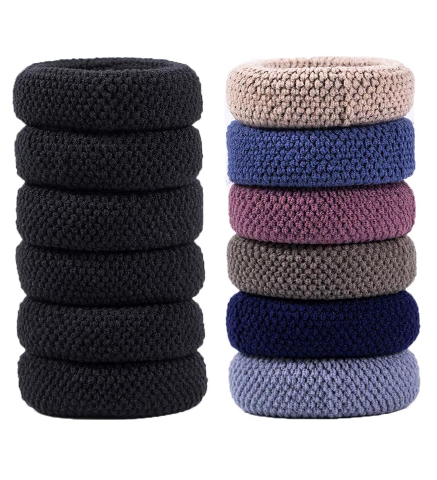 Hilmocho 12 Pieces Thick Hair Ties Hair Bands Ponytail Holder Women Girls Seamless No Crease Stretchy Hair Ties for Thick Heavy and Curly Hair 12 Pieces Mixcolors - Buy Online on GoSupps.com
