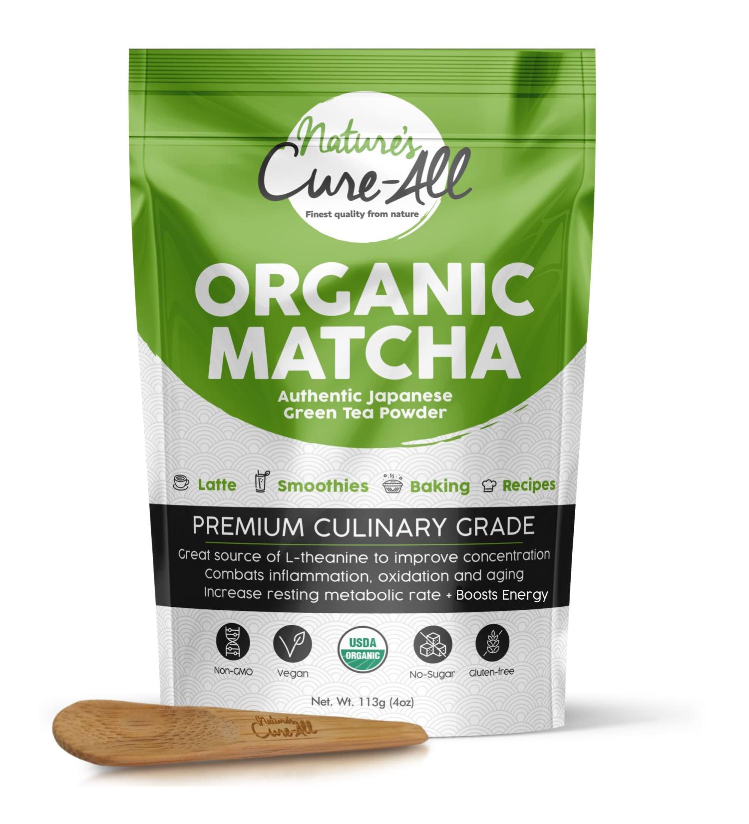 Organic Matcha Green Tea Powder - First Harvest Japanese Culinary Grade Matcha for Baking, Lattes, Smoothies - USDA Certified - 4oz (Pack of 1) by Natures Cure-All - Buy Online on GoSupps.com