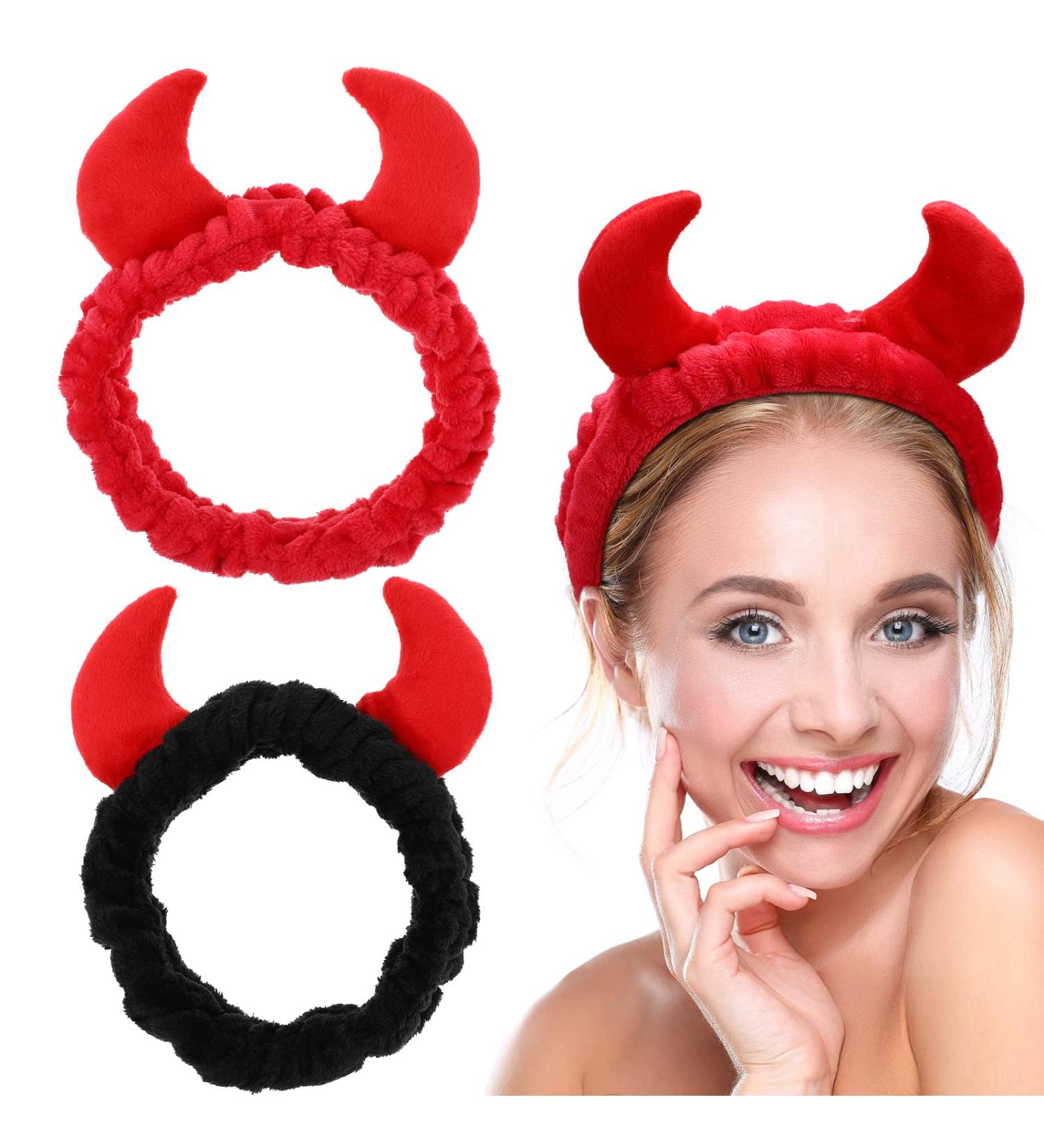 Beaupretty 2 Pack Devil Horns Spa Headband for Women - Black Red - Buy Online on GoSupps.com