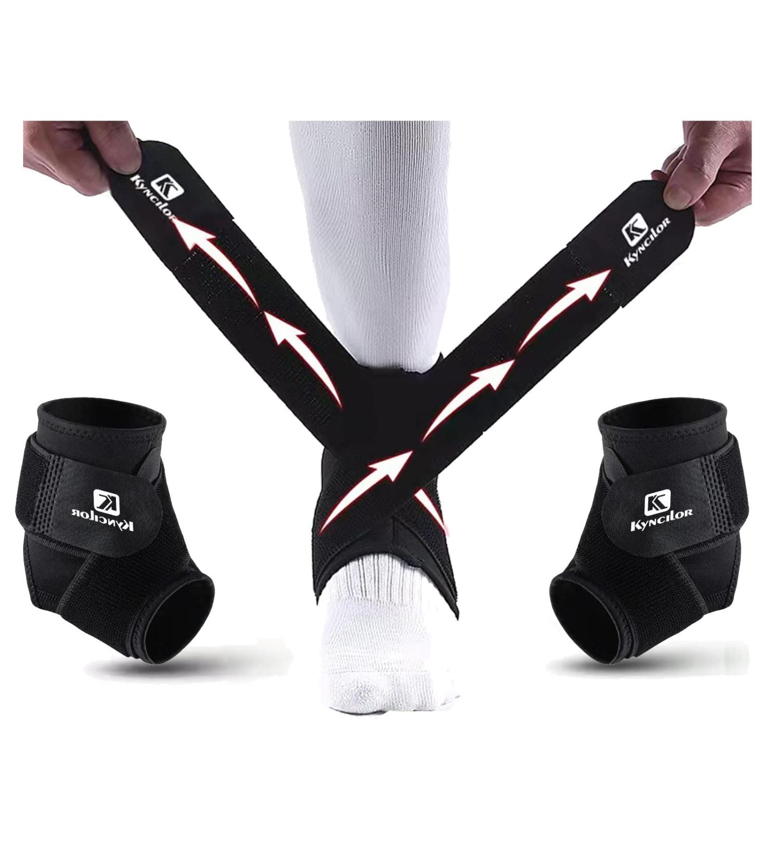 Libaijiaa Achilles Bandage Ankle Support for Plantar Fasciitis - Adjustable Velcro Foot Brace & Joint Sock for Football (Black 1 Pair) - Buy Online on GoSupps.com