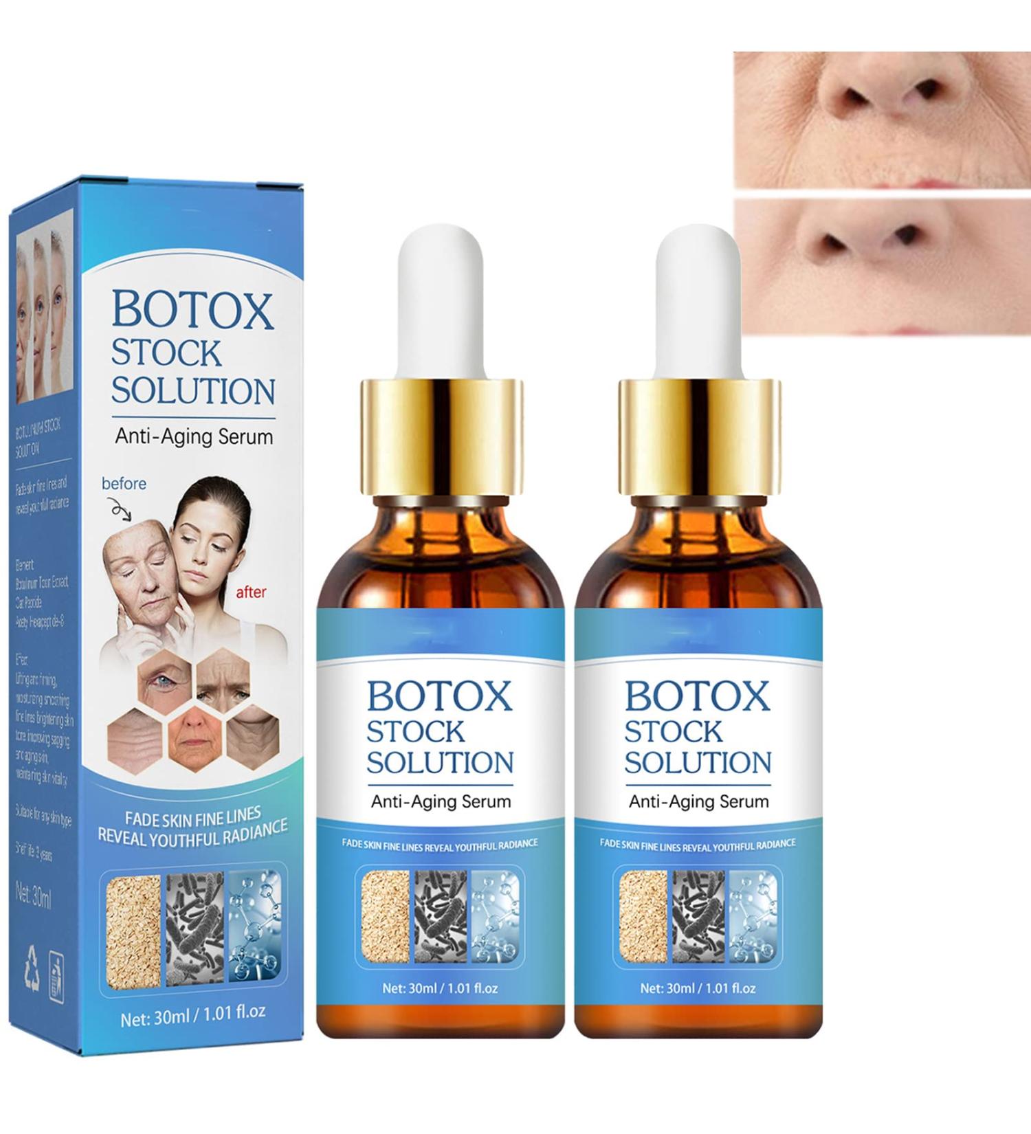 Quatinuetio Botox Face Serum and Stock Solution Set - Anti-Aging Serum for All Skin Types 1.05oz (2pcs) - Buy Online on GoSupps.com