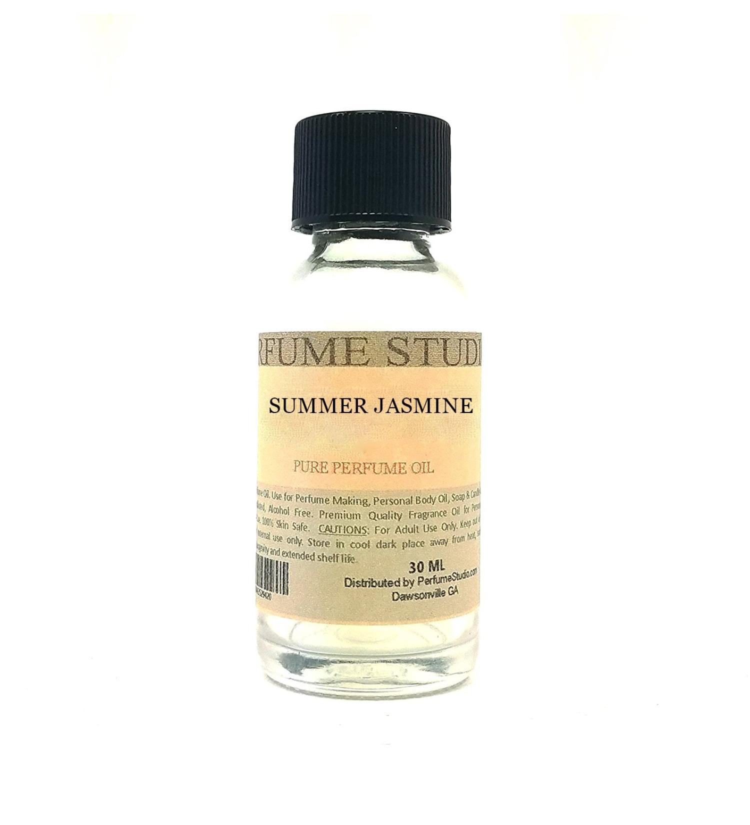 Pure Perfume Oil for Perfume Making Personal Body Oil Soap Candle Making & Incense Splash-On Clear Glass Bottle. Premium Quality Undiluted & Alcohol Free (Summer Jasmine 1oz)