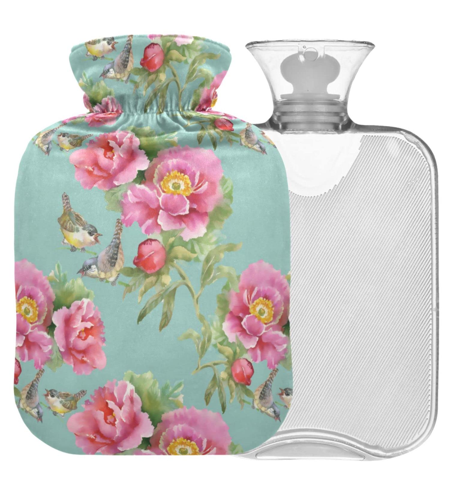 NAANLE 2L Heat Bottle with Floral Poppy Cover | Pain Relief & Therapy | Transparent Hot Water Bottle for Back & Neck Care - Buy Online on GoSupps.com