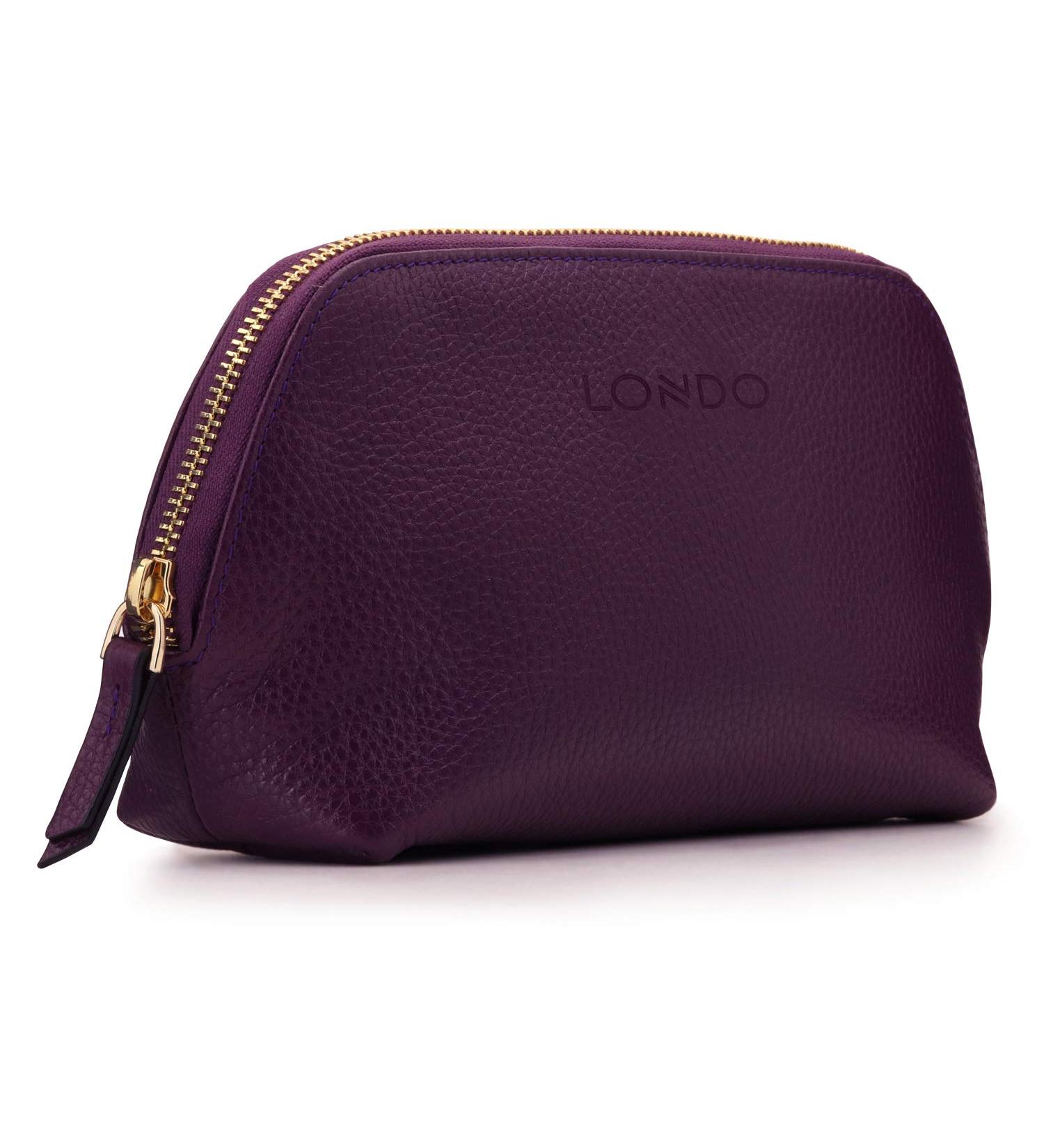 Londo Genuine Leather Cosmetic Bag - Travel Organizer & Toiletry Bag in Purple | International Shipping - Buy Online on GoSupps.com