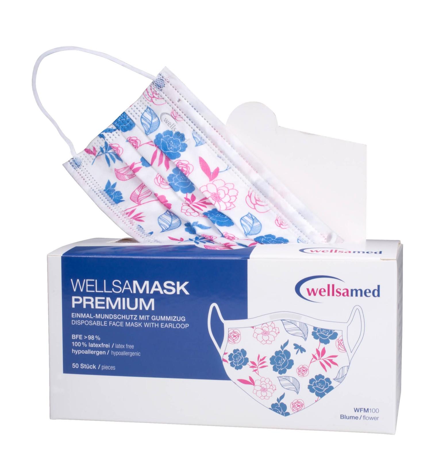 Buy Wellsamed Wellsamask 50 Pack Medical Face Masks Type IIR - Floral Design | International Shipping Available - Buy Online on GoSupps.com