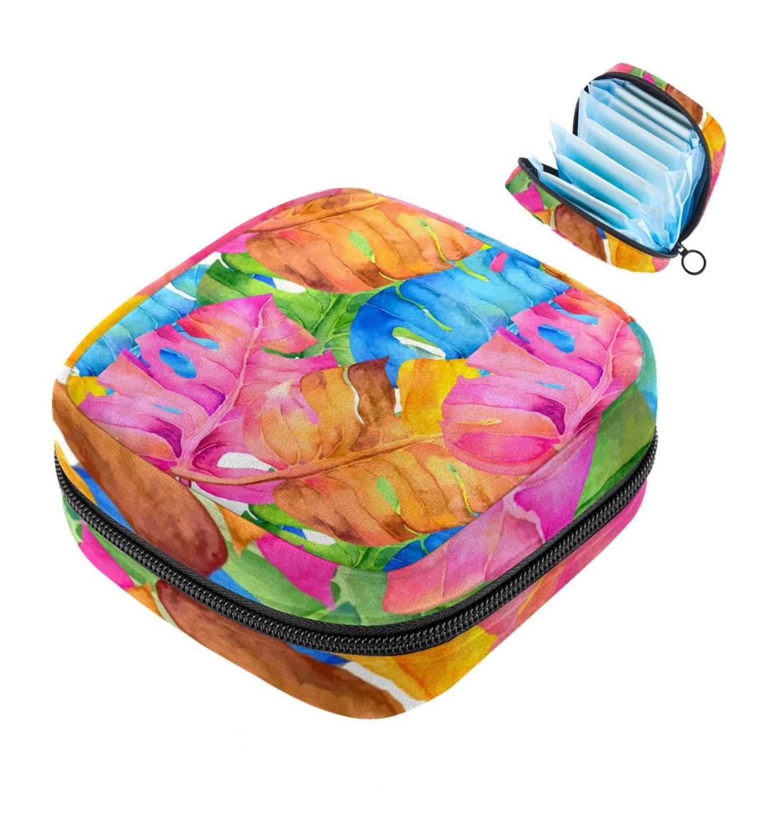 Colorful Palm Leaf Napkin Storage Bag | Portable Menstrual Cup with Zipper for Teenagers & Women - Shop Now - Buy Online on GoSupps.com