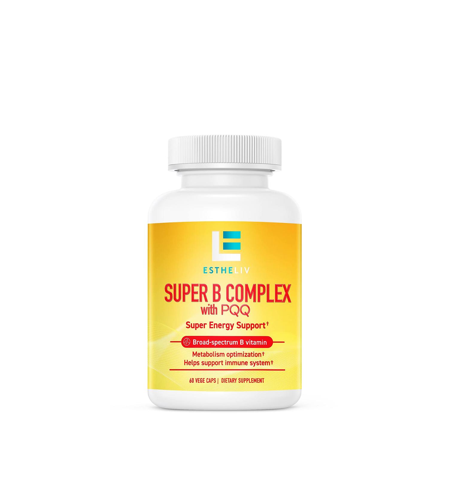 ESTHELIV Super B Complex with PQQ - 60 VegeCaps 60 Capsules