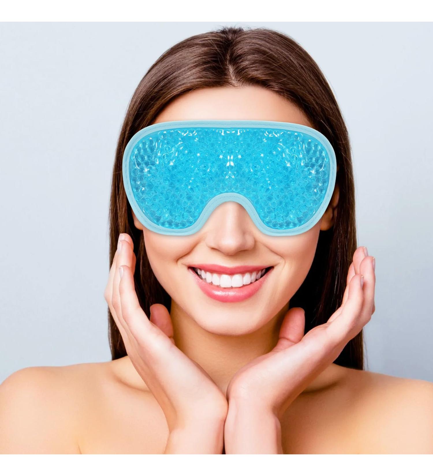 MIVORA Cooling Gel Mask for Puffy Eyes - Hot Cold Therapy for Migraine, Dark Circles, Sinus Pain - Reusable and Soothing - Light Blue - Buy Online on GoSupps.com