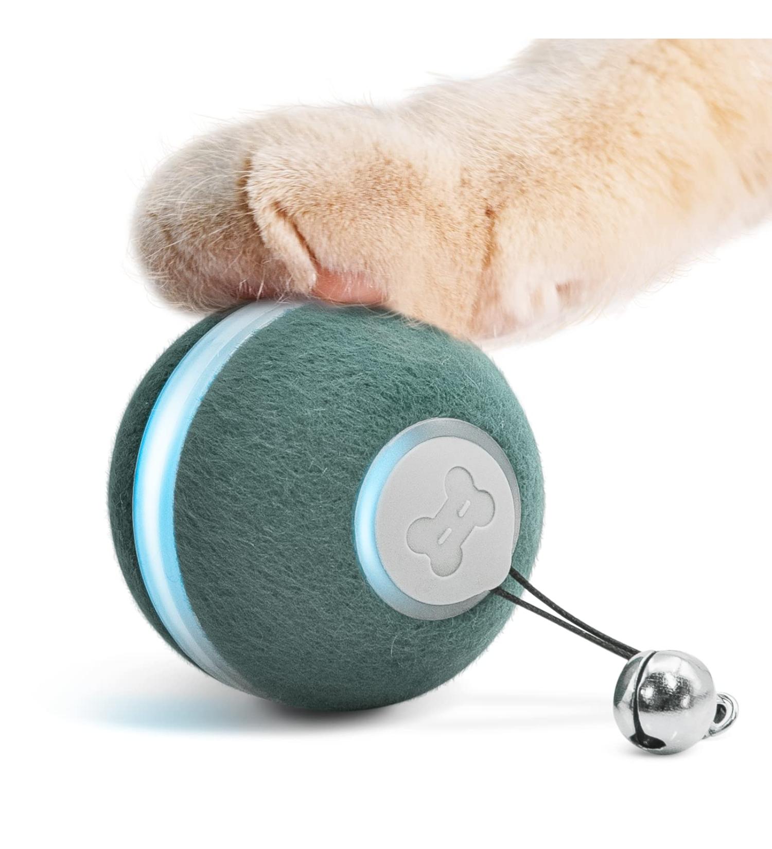 Cheerble Smart Interactive Cat Toy | 3 Modes | Automatic Moving Bouncing Rolling Ball | Indoor Cat Kitten Birthday Gift | Self Rotating with Lights and Bell | USB Rechargeable - Green - Buy Online on GoSupps.com