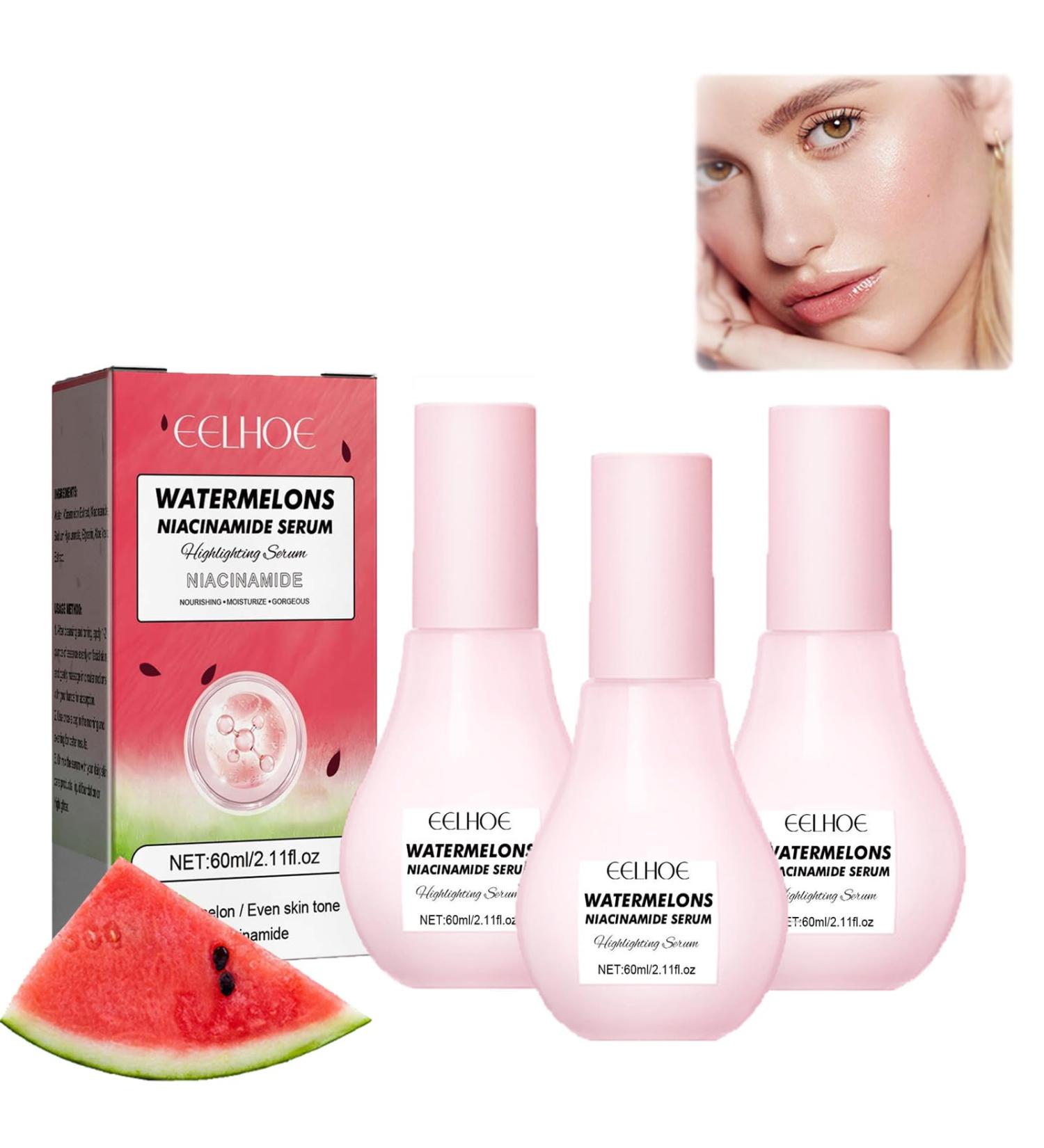 3-Part Watermelon Glow Niacinamide Set | Dew Drops Moisturizer Serum & Brightening Toner | Hydrating Skincare Essentials - Buy Online on GoSupps.com