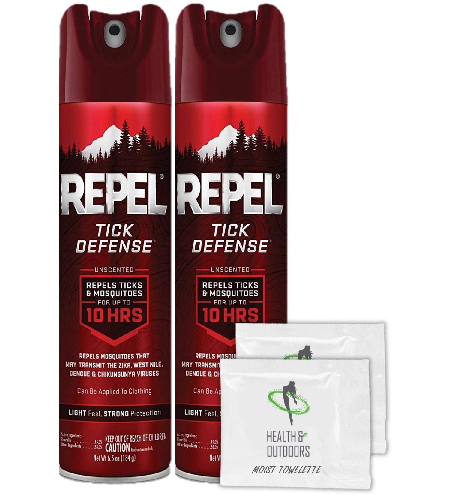 Repel Tick Defense Aerosol Spray 6.5oz (2 Pack) + Bonus Moist Towelettes & Wipes - Buy Online on GoSupps.com