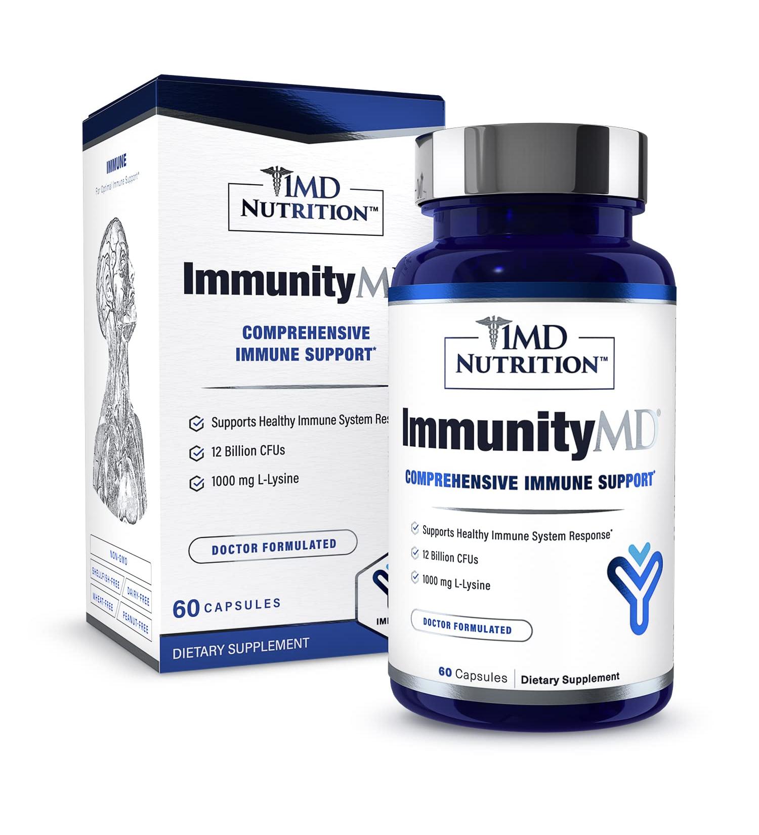 1MD Nutrition ImmunityMD Probiotic - Doctor-Selected Strains for Immune Health & Stress Relief | 60 Capsules - Buy Online on GoSupps.com