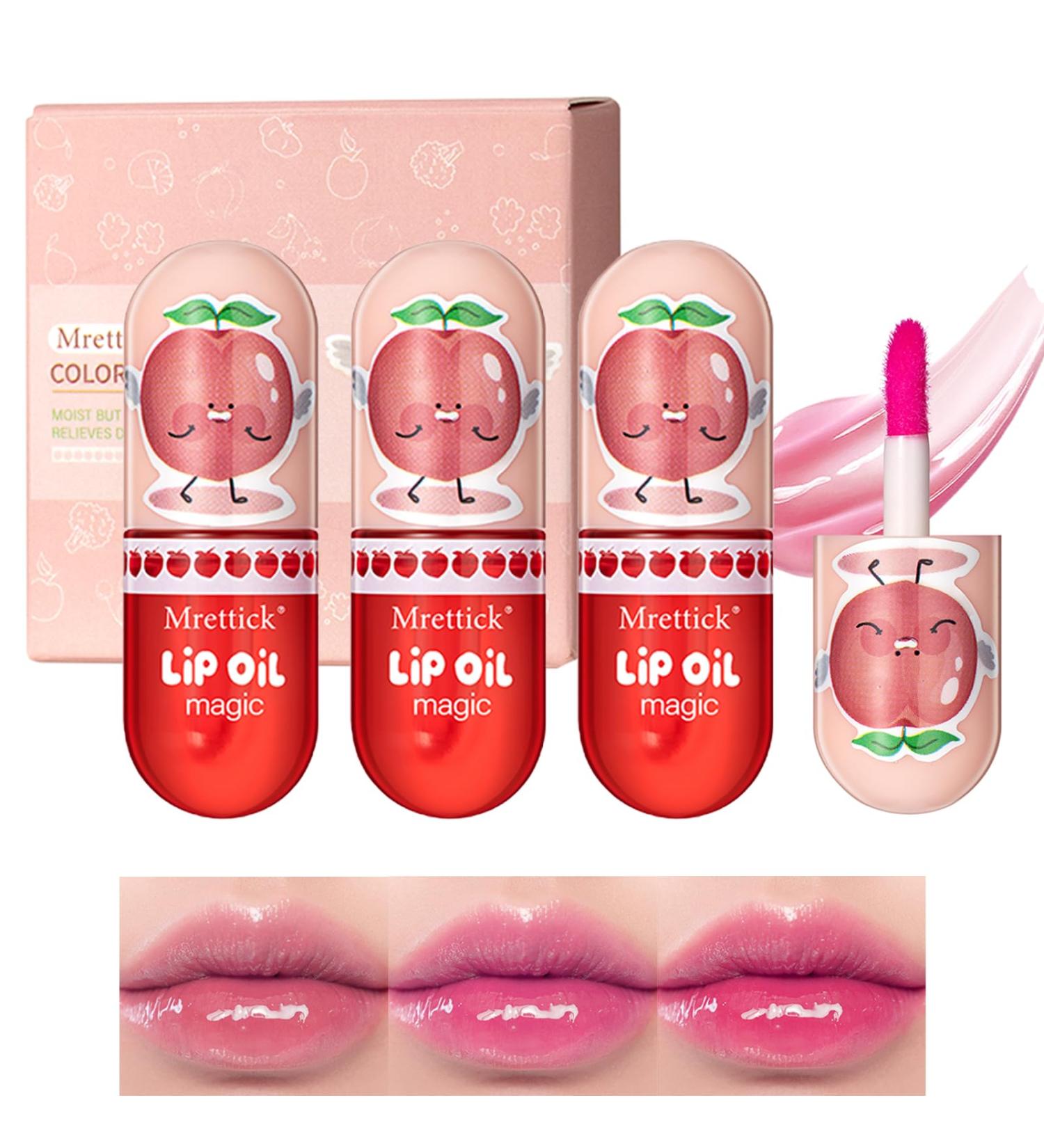 Mrettick 3Packs Hydrating Lip Oil Temperature Color Changing Lip Oil Plumping Lip Gloss Moisturizing Lip Oil Tinted for Lip Care and Dry Lip - Buy Online on GoSupps.com