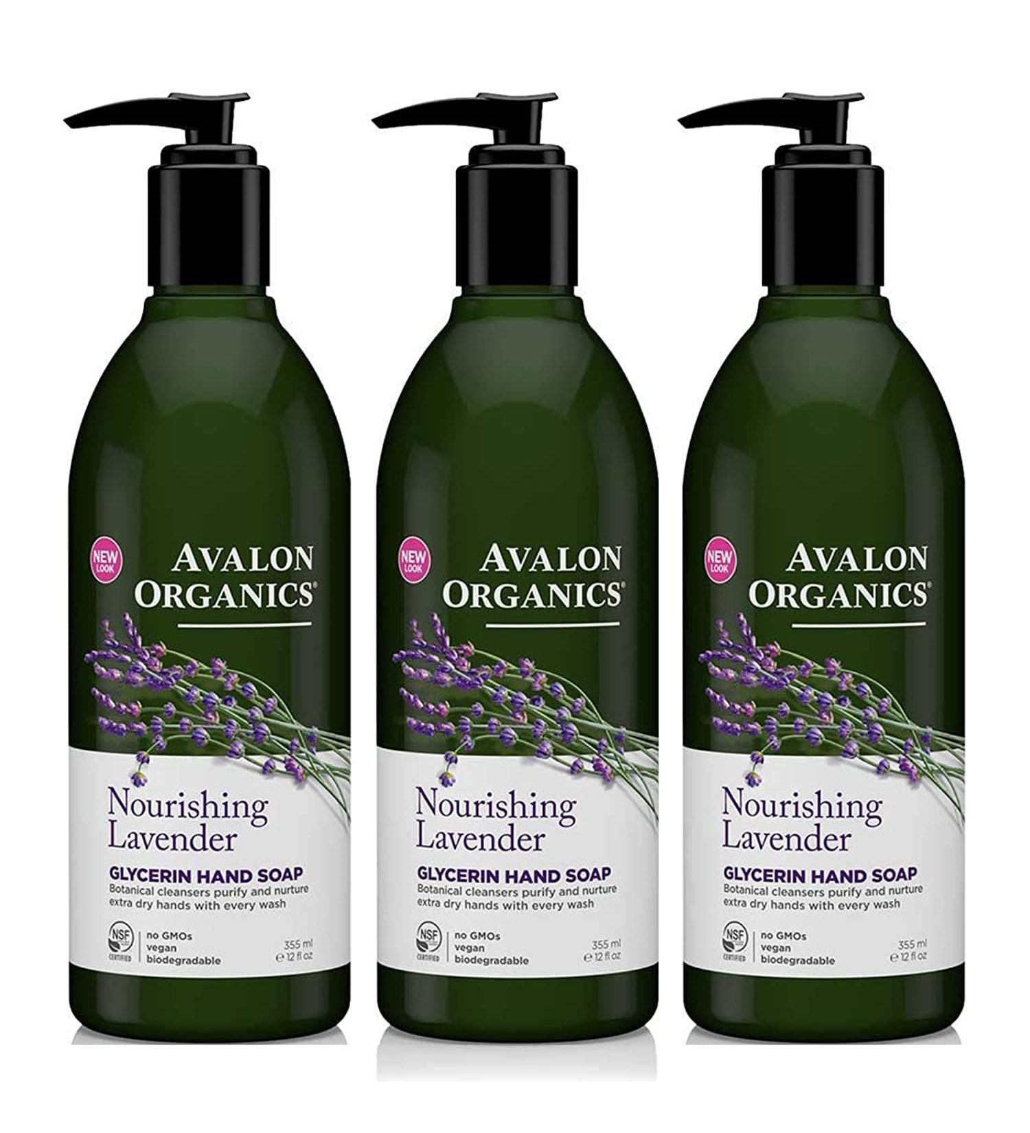 Avalon Organics Nourishing Lavender Glycerin Hand Soap 12 Fl Ounce (Pack of 3)