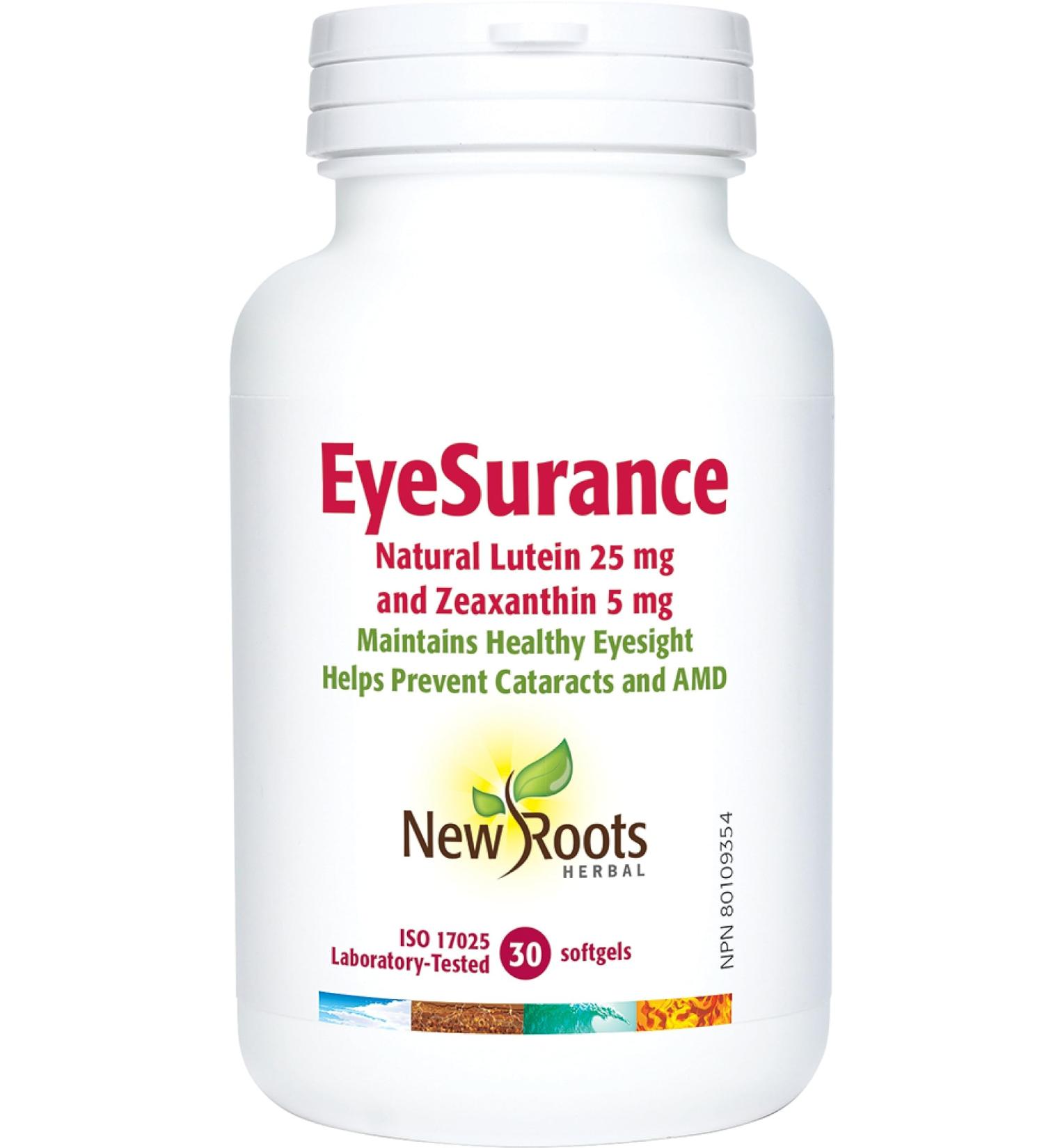 New Roots Herbal - EyeSurance 30 Softgels - Helps to Maintain Eyesight and Support Eye health in Conditions Such as Cataracts and Age-Related Macular Degeneration 30 count (Pack of 1) - Buy Online on GoSupps.com