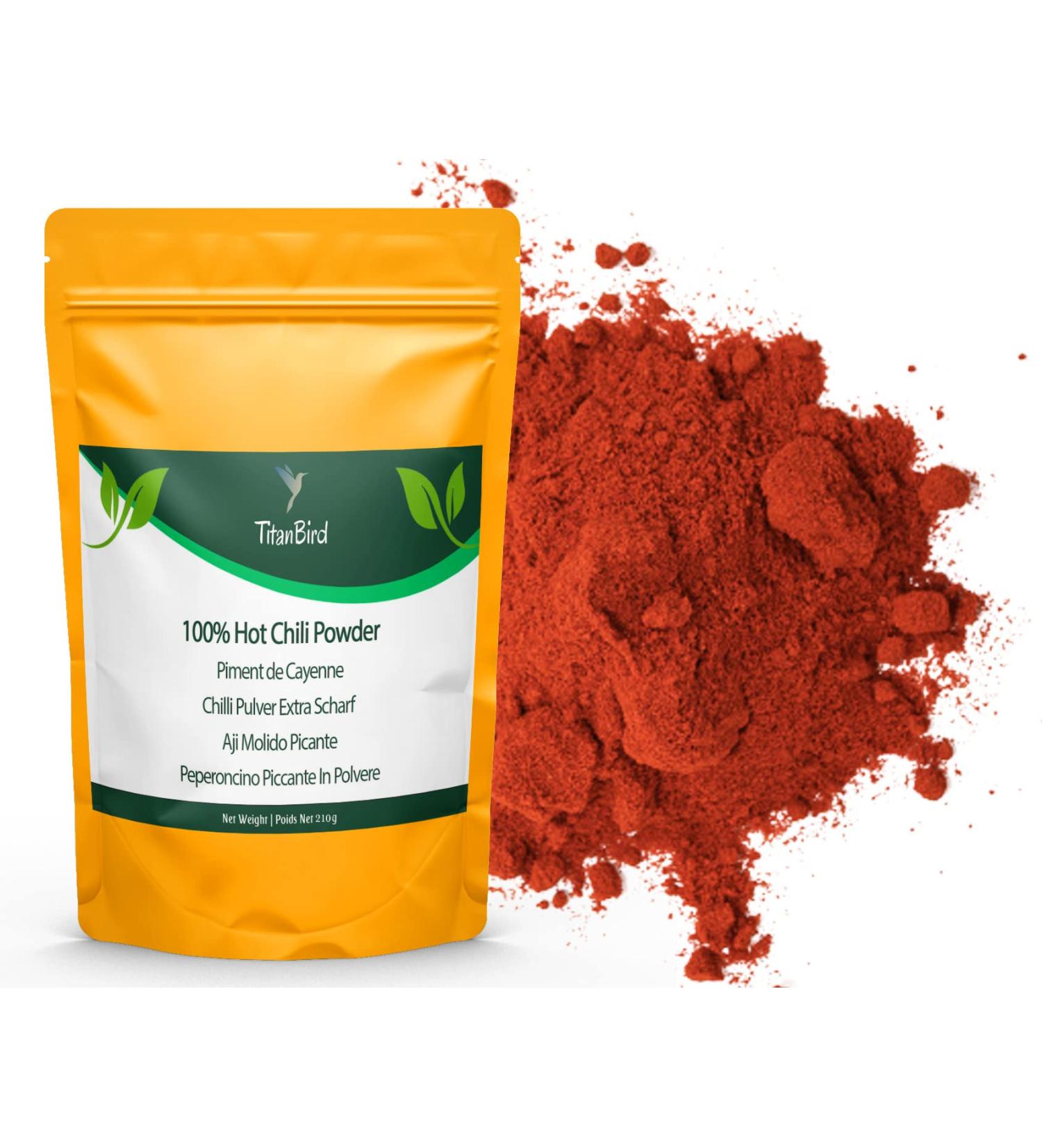TitanBird 200g Piment de Cayenne Fort Moulu - Poudre de Piment Tr s pic e - 100% Naturel Tr s piquant - D licatement S ch au Soleil Sans Additifs | Qualit Sup rieure Piment 200 g (Lot de 1)