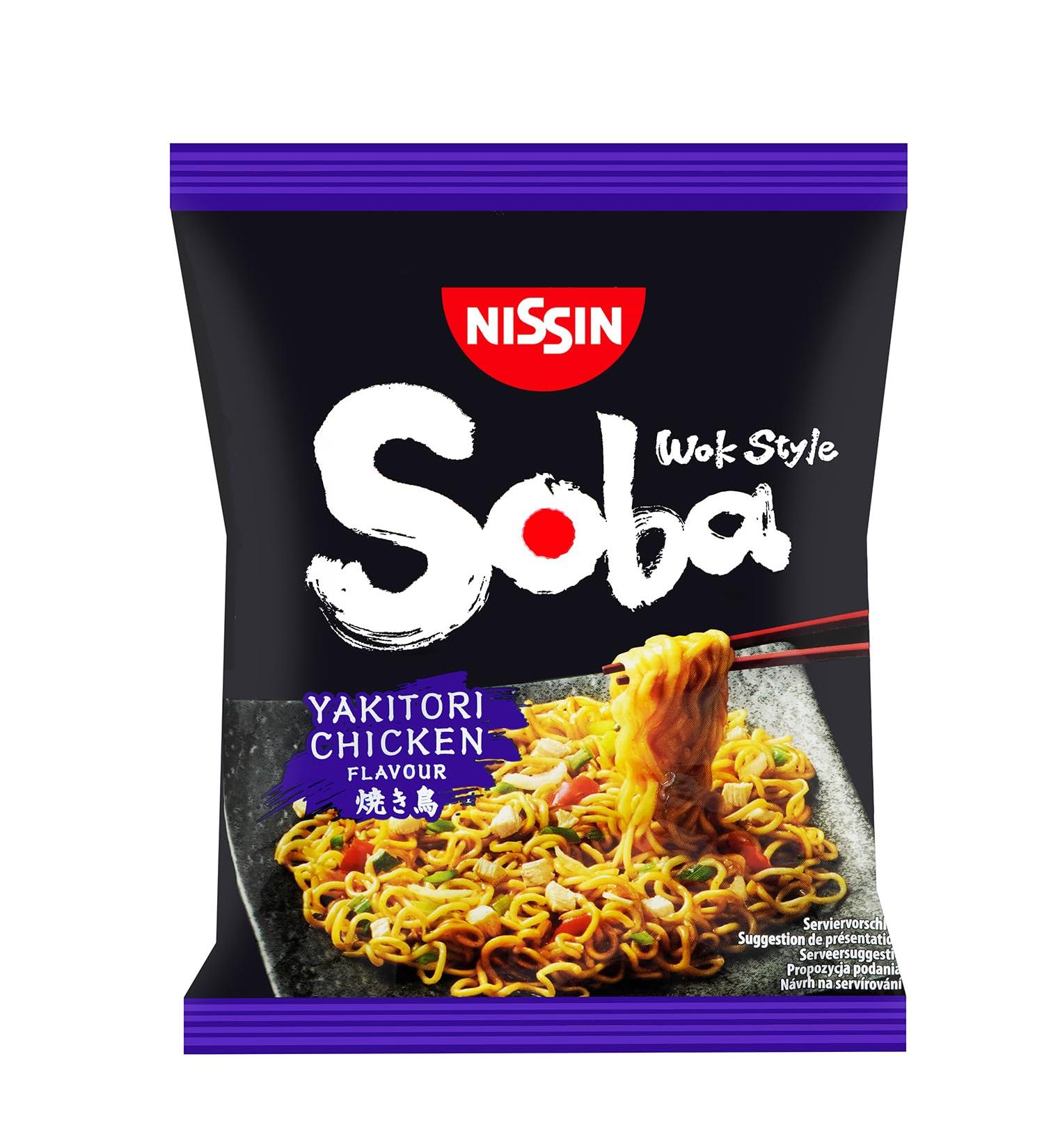 NISSIN Soba Bag - Yakitori Chicken Flavor - 1 Box of 9 Bags of 110 g - Buy Online on GoSupps.com