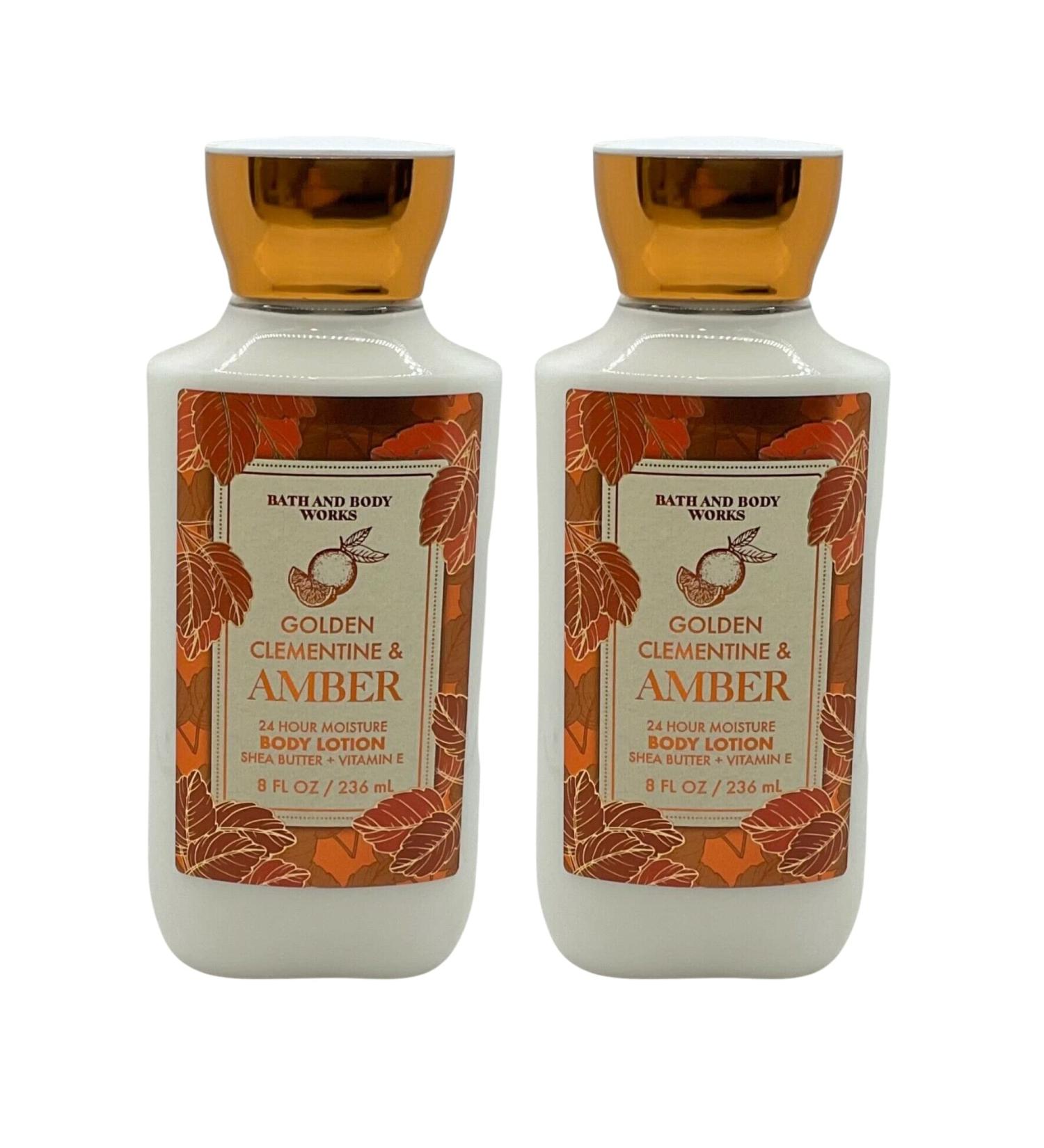 Bath and Body Works Gift Set of of 2 - 8 Fl Oz Lotion - (Golden Clementine & Amber)